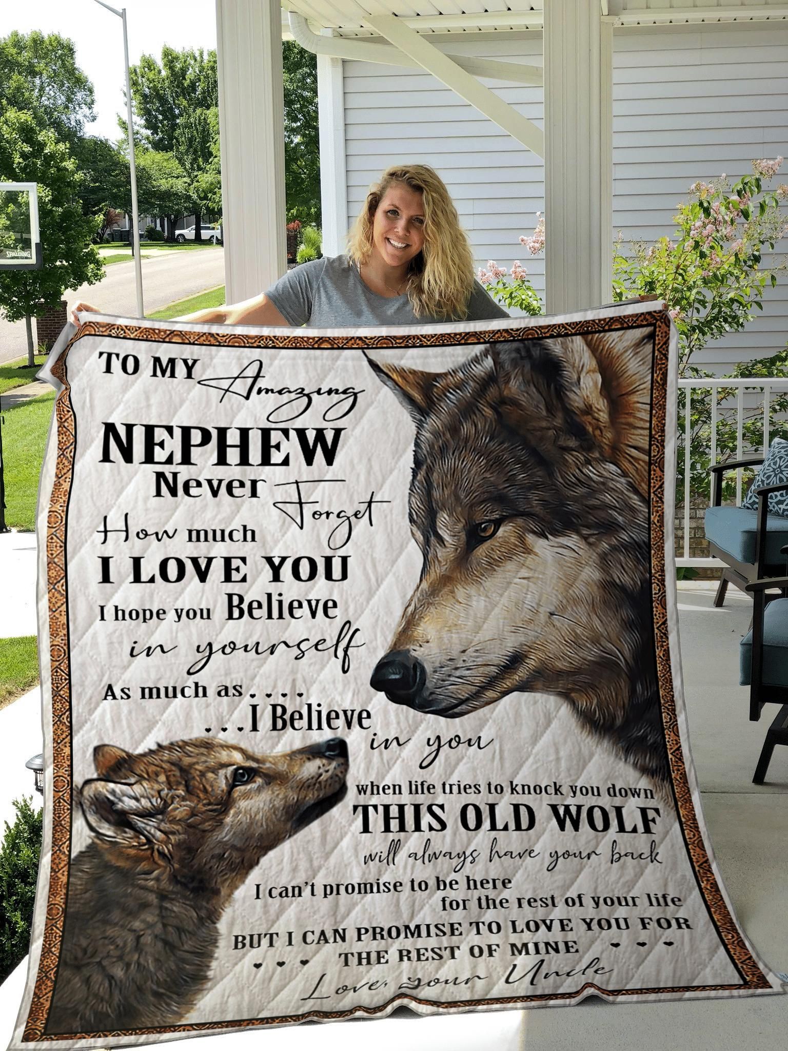 Uncle Gift To Amazing Nephew Never Forget How Much I Love You Fleece Quilt