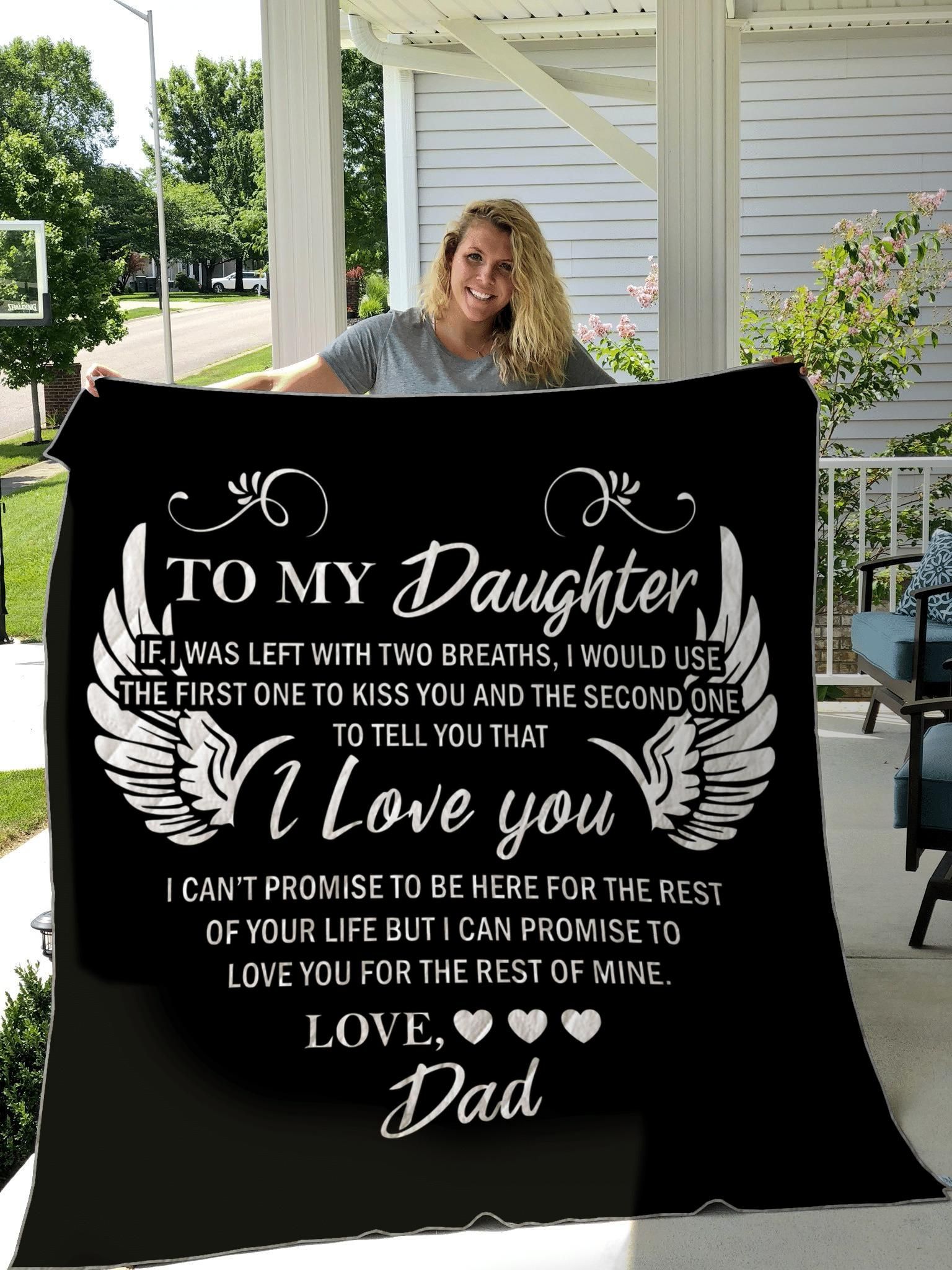 To My Daughter From Dad In Heaven Wings Quilt