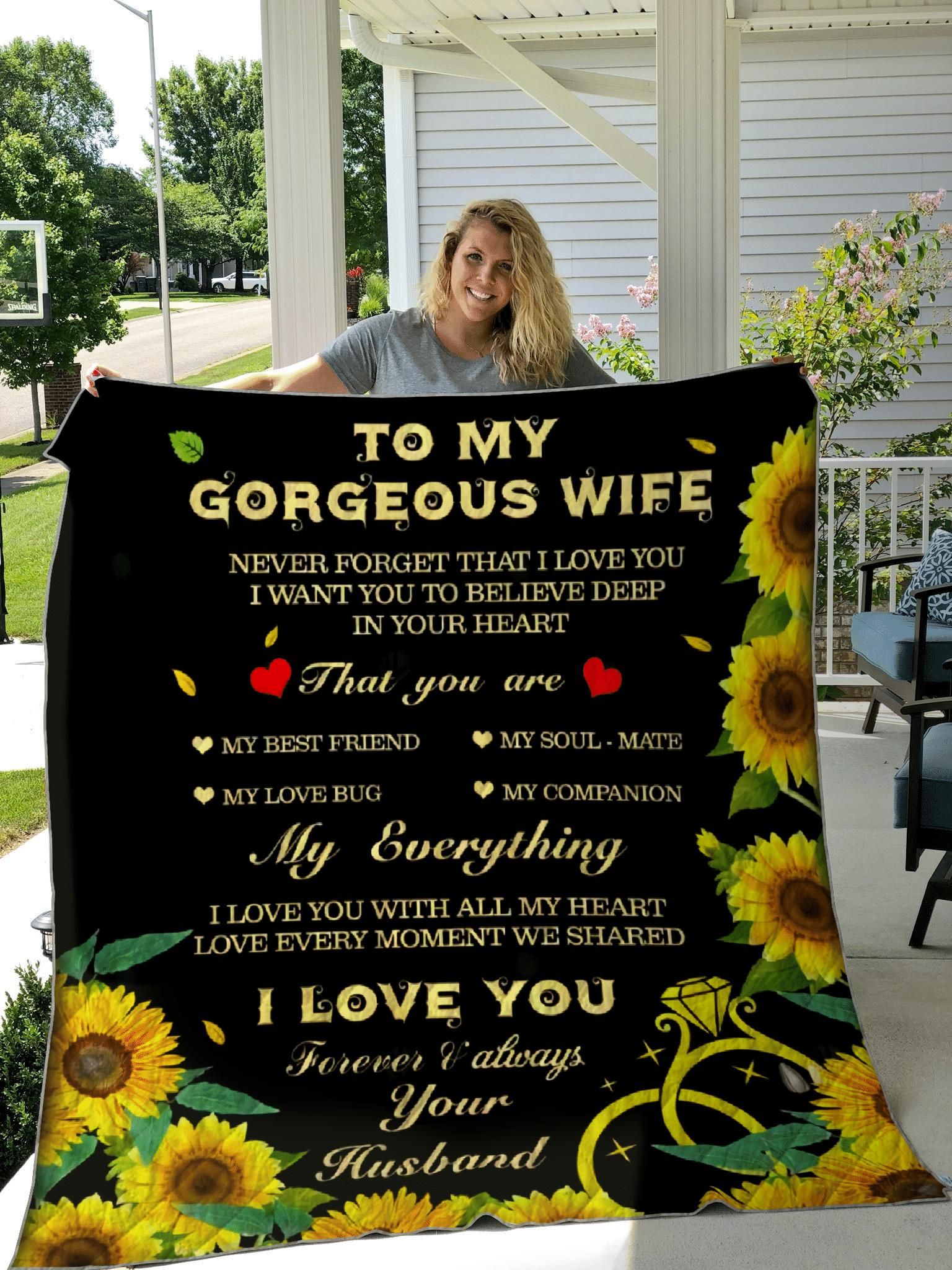 Sunflowers To My Wife You Are My Everything Quilt