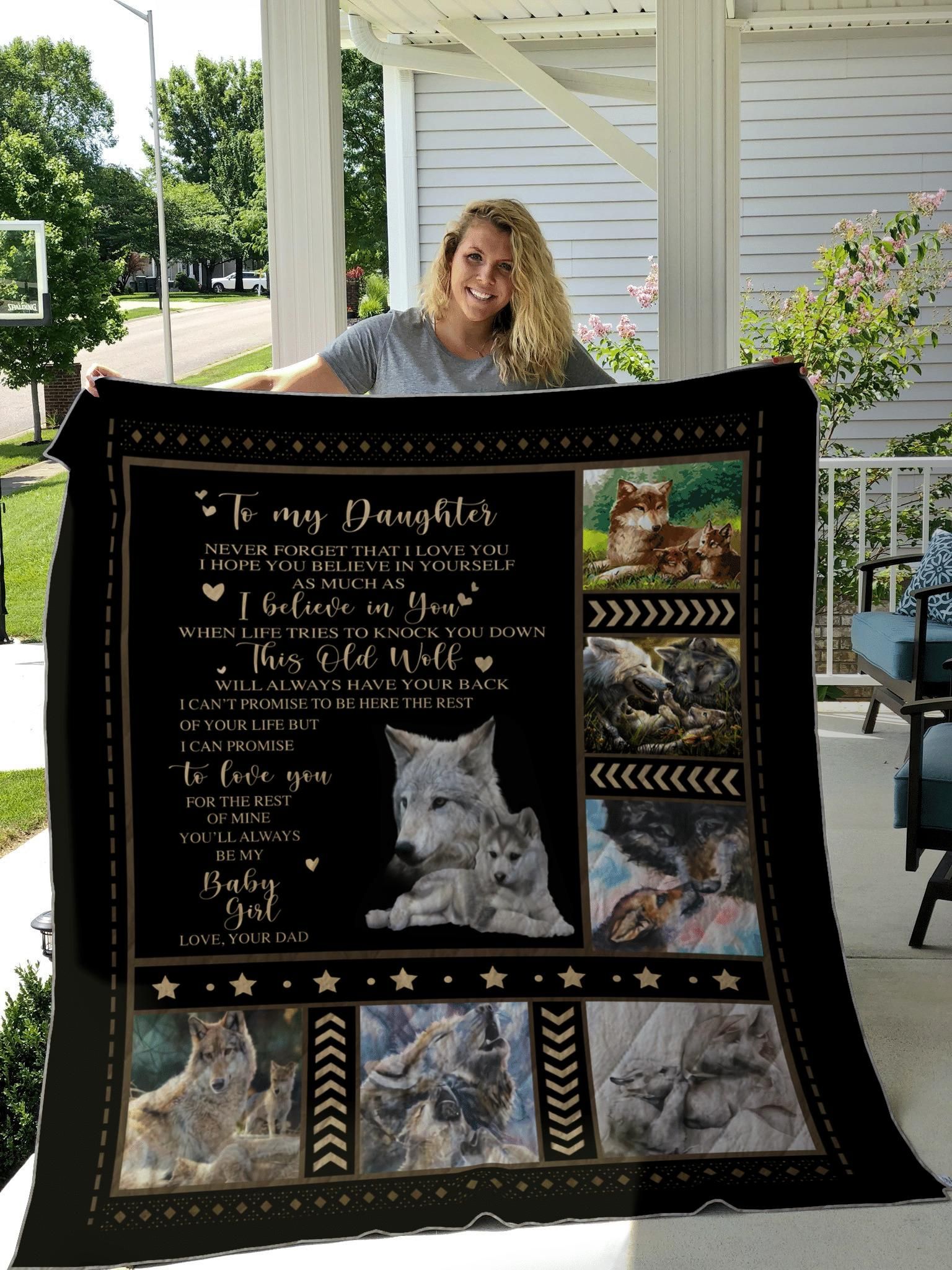 Gifts For Daughter From Dad To My Daughter Wolf Quilt