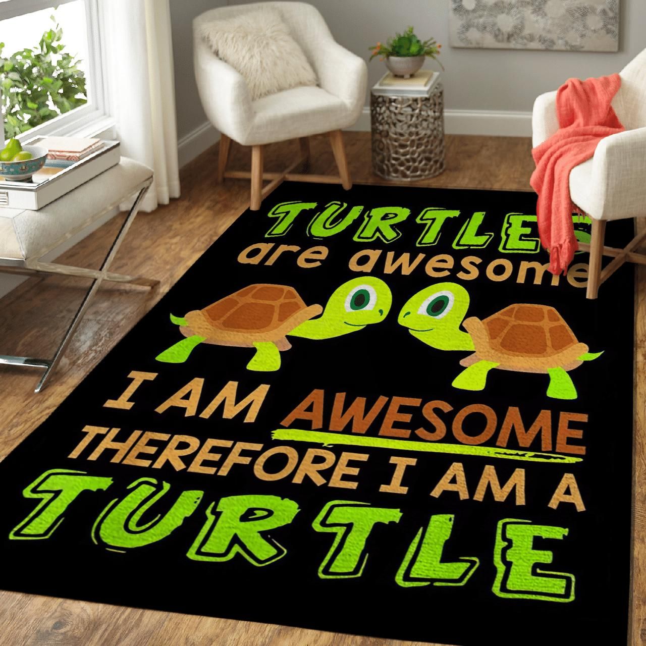Turtles Are Awesome I Am Awesome Area Rug