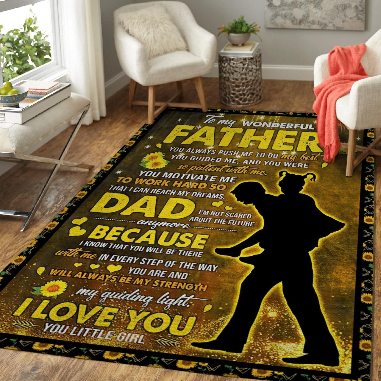 Gifts For Dad From Daughter  To My Wonderful Father Sunflower Area Rug