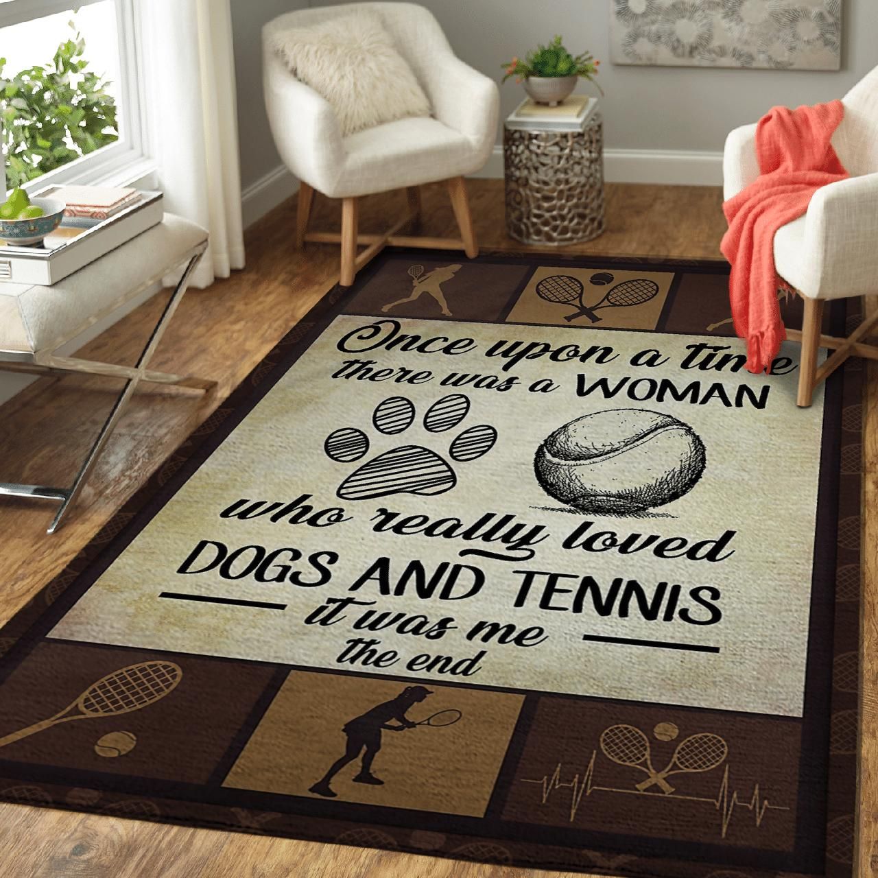 There Was A Woman Who Really Loved Dogs And Tennis Great Gift For Friends Area Rug