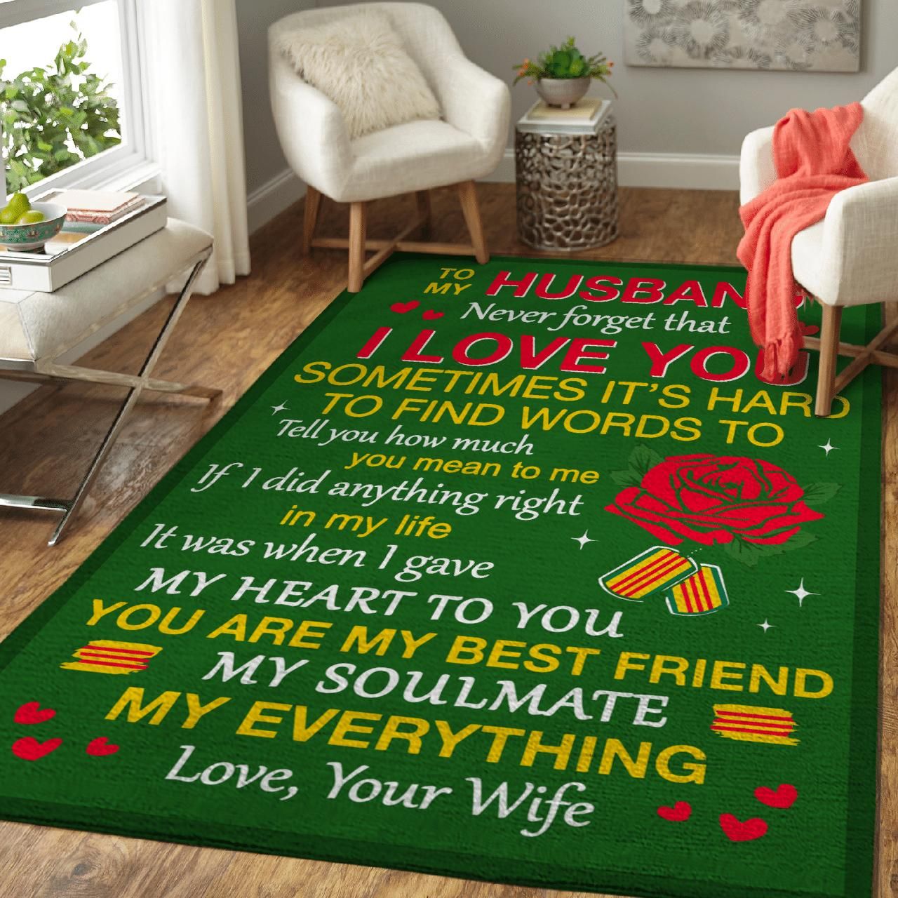 To My Husband Never Forget That I Love You Area Rug