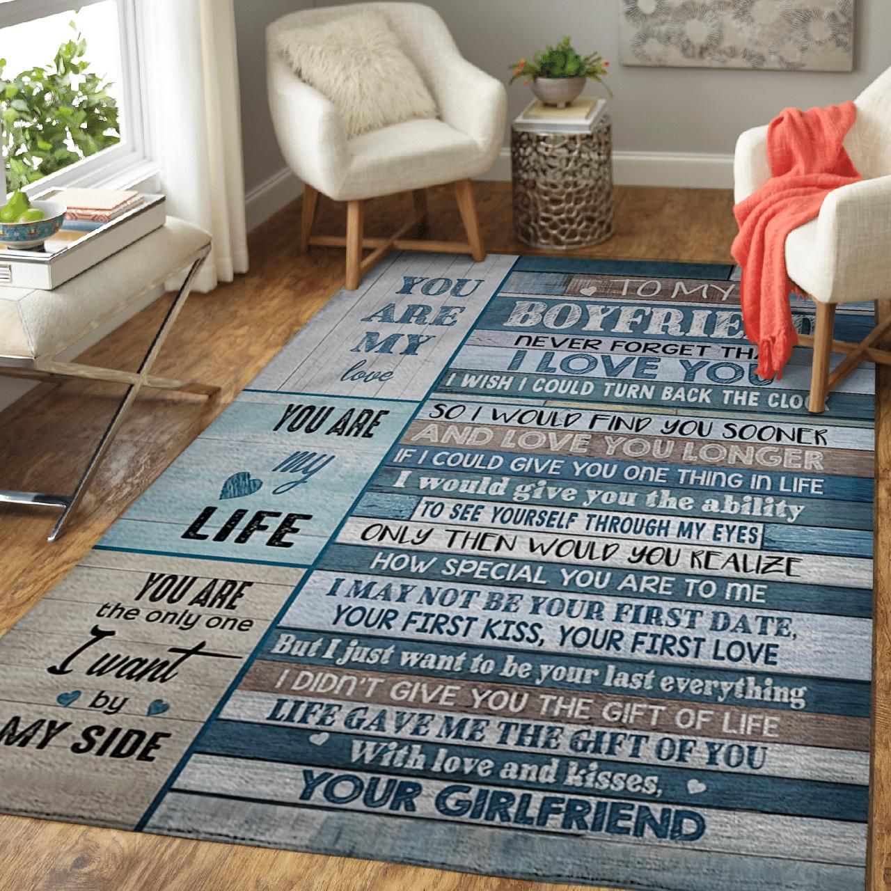 To My Boyfriend Life Gave Me The Gift Of You Area Rug