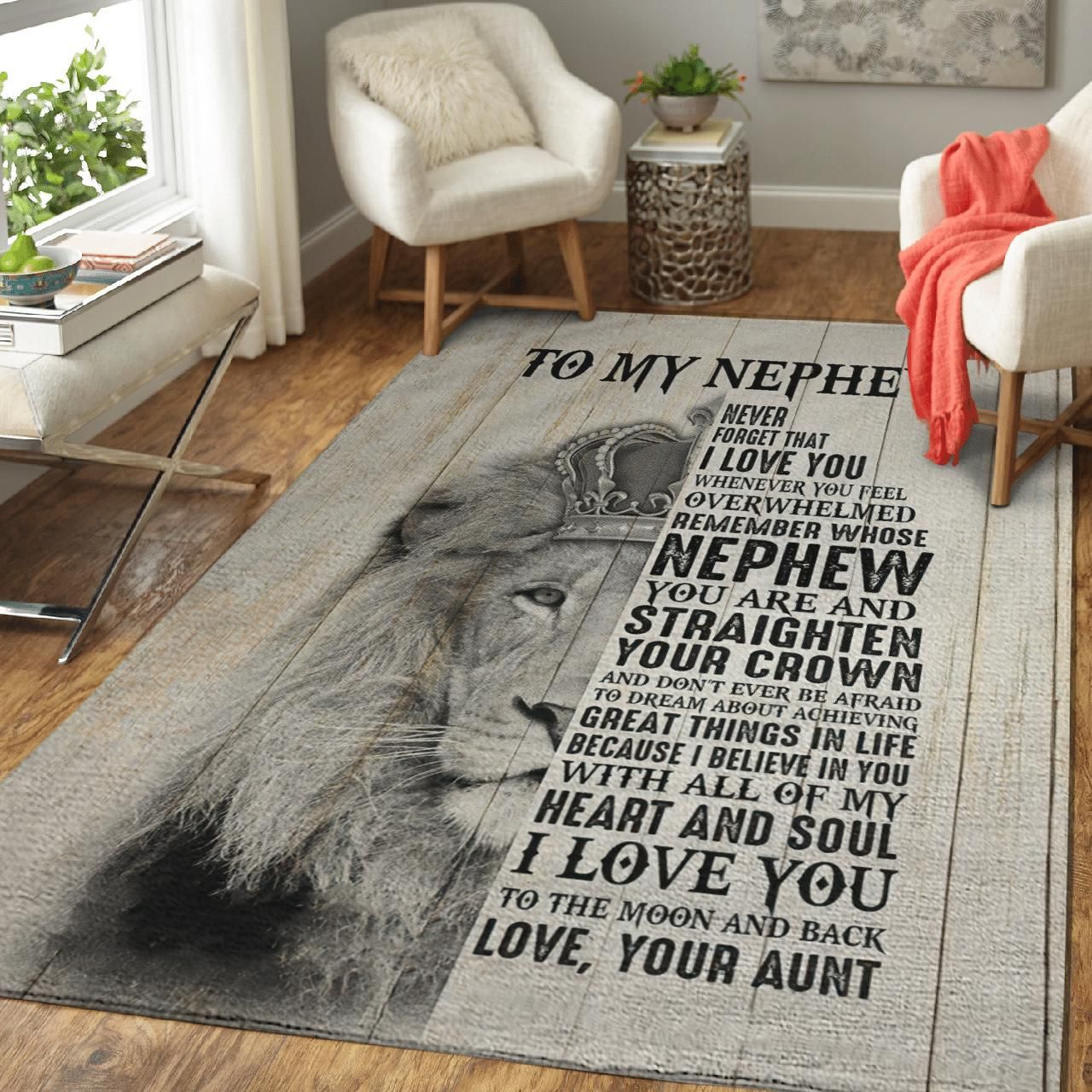 Straighten Your Crown Nephew'S Gift From Aunt Lion Matte Area Rug