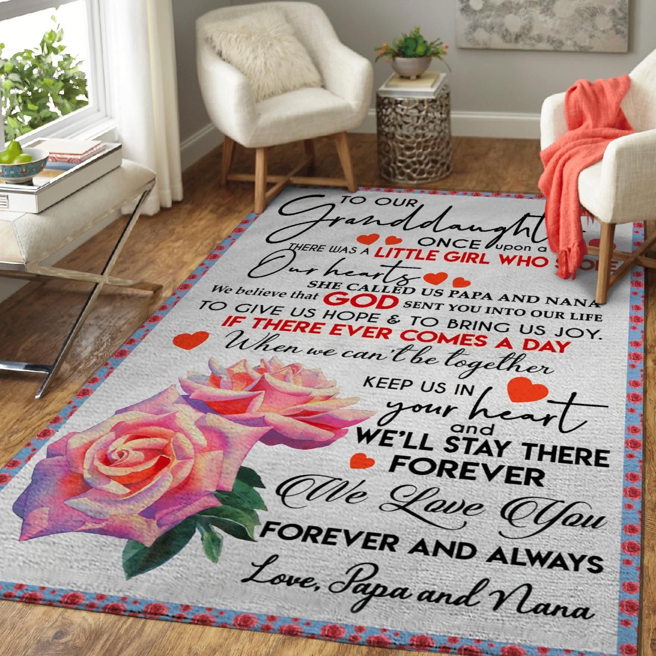 Gifts For Granddaughters From Papa And Nana To My Granddaughter Roses Area Rug