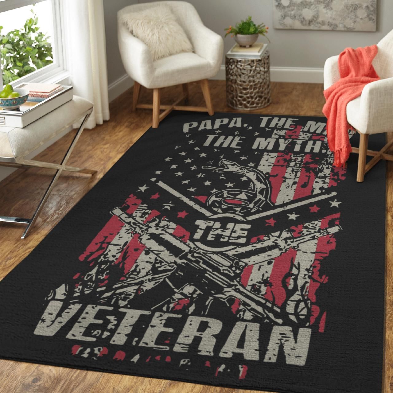 Gifts For Dad  The Man, The Myth, The Veteran Area Rug