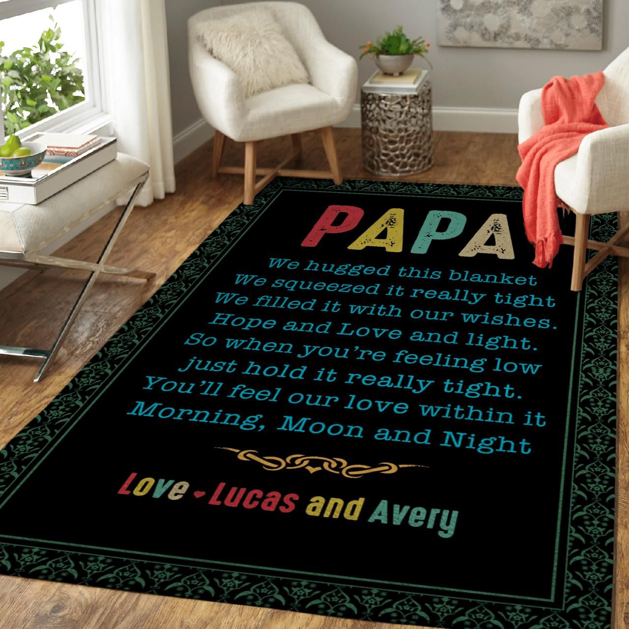 Gifts For Dad  Personalized Papa We Hugged This Custom Children Name Rug