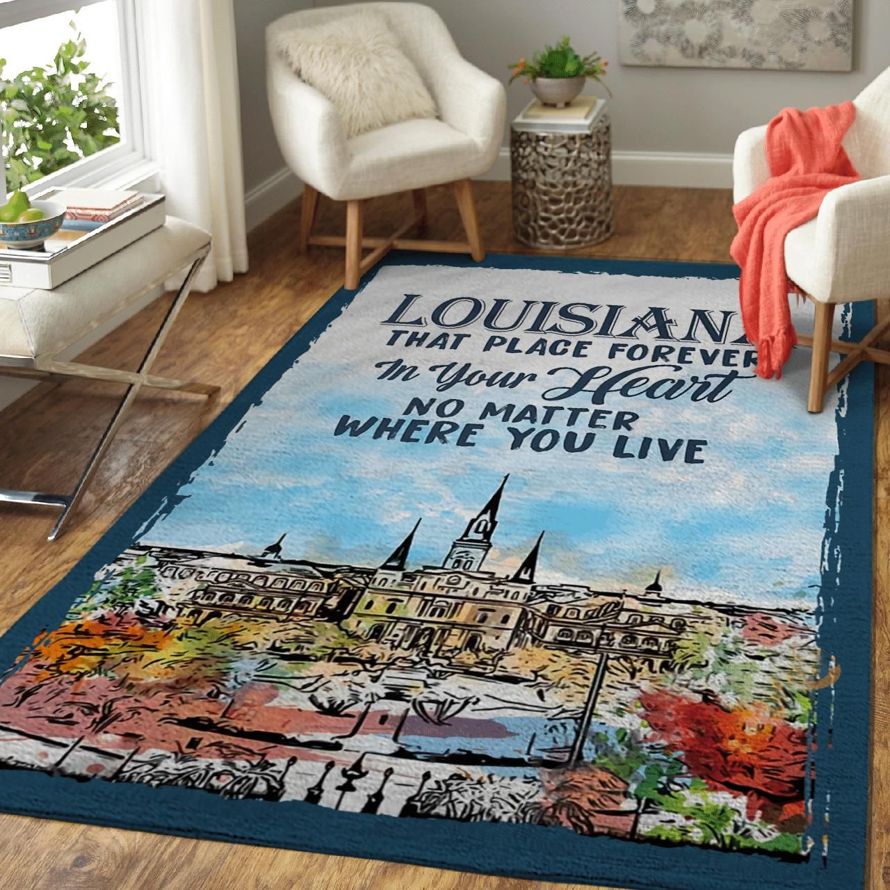Louisiana In Your Heart No Matter Where You Live Area Rug