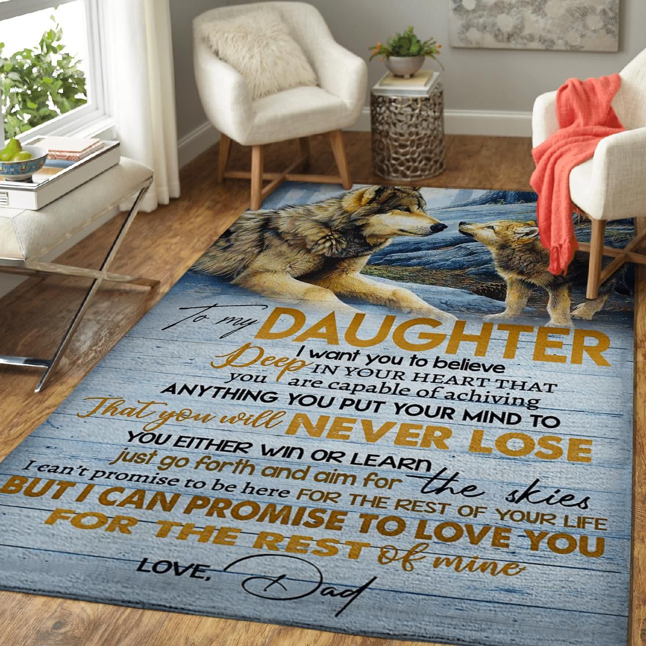Birthday Gift For Daughter From Dad Wolf Area Rug