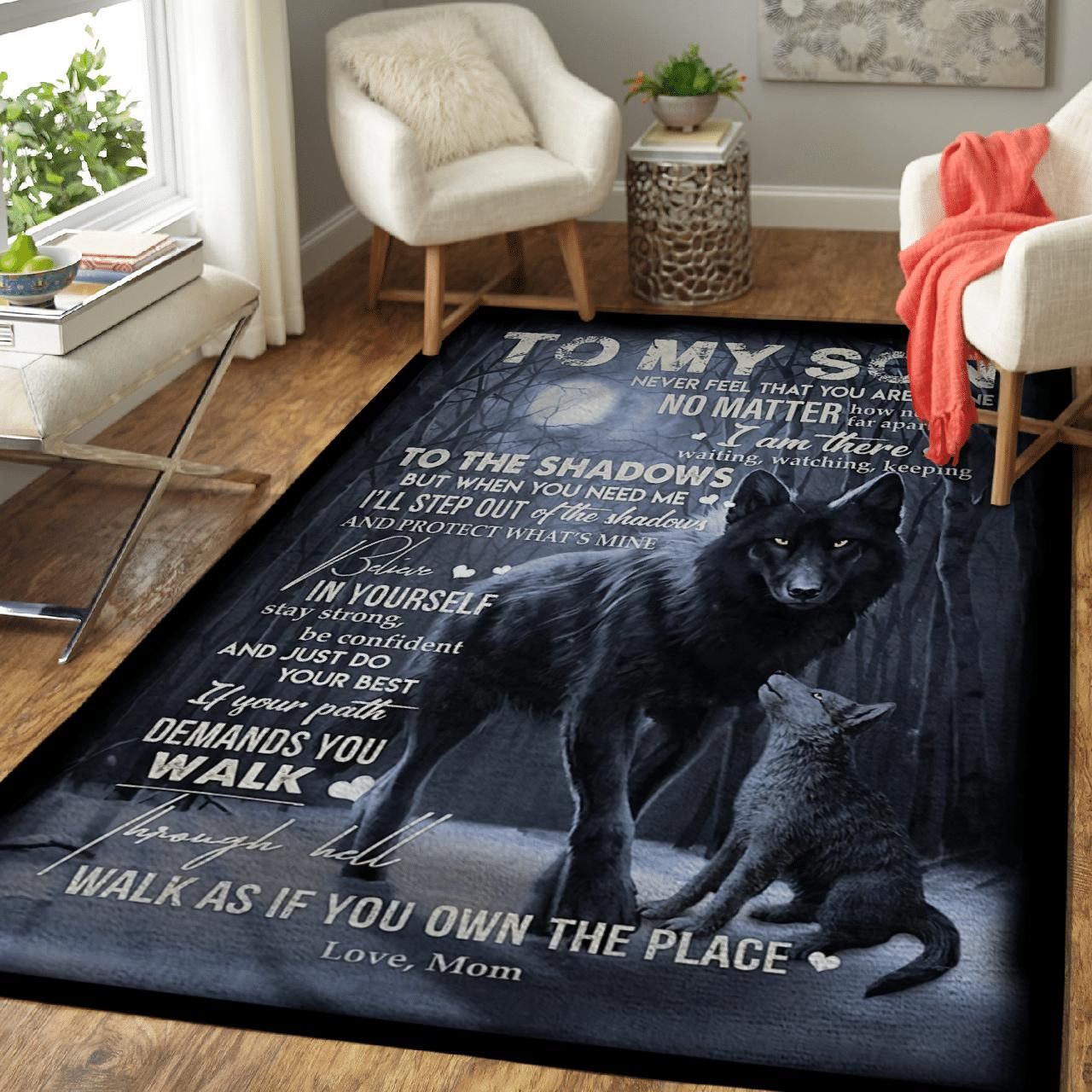 Mom To Son Never Feel That You Are Alone Fleece Area Rug