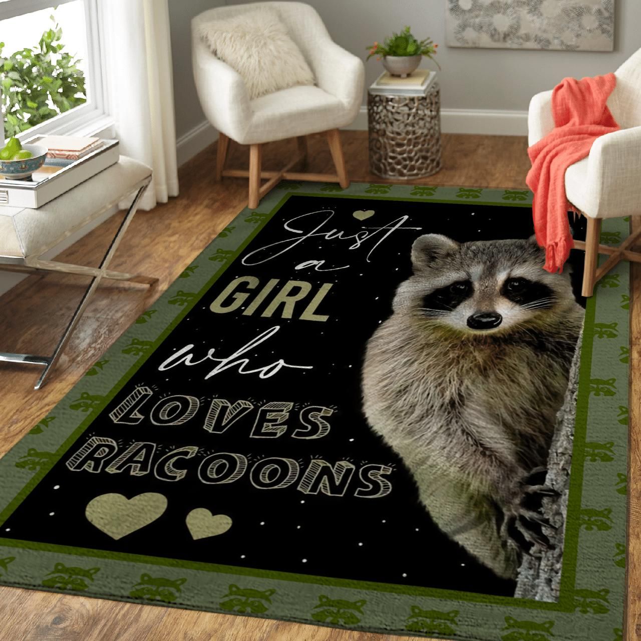 Just A Girl Who Loves Raccoons Area Rug PAN