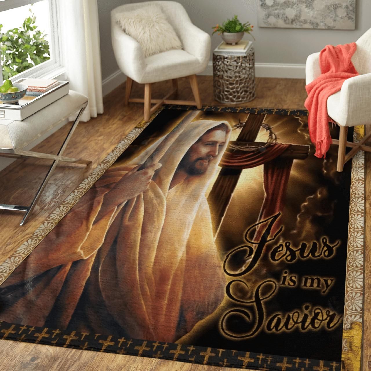 Jesus Is My Savior Printed Area Rug
