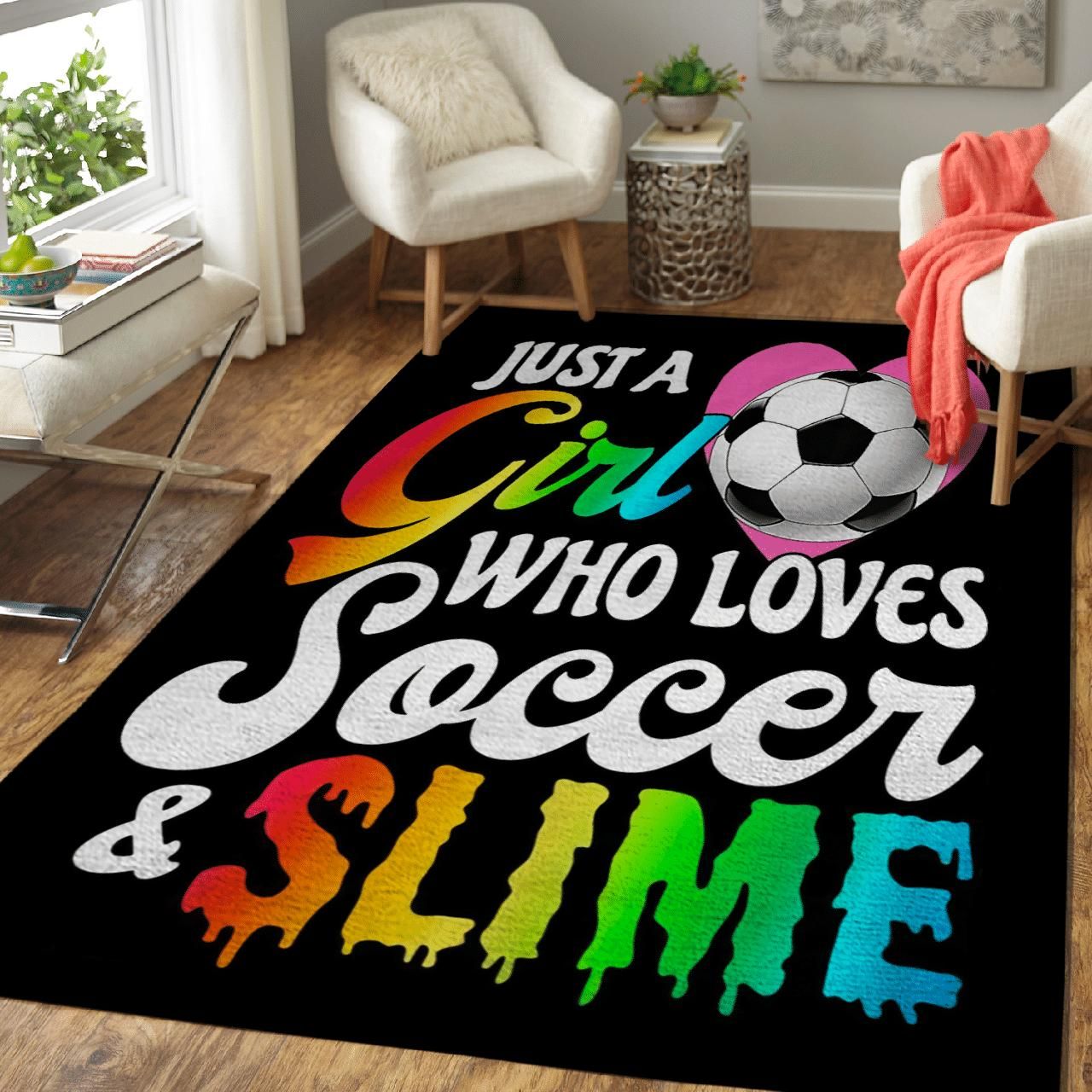 Just A Girl Who Loves Soccer And Slime Area Rug