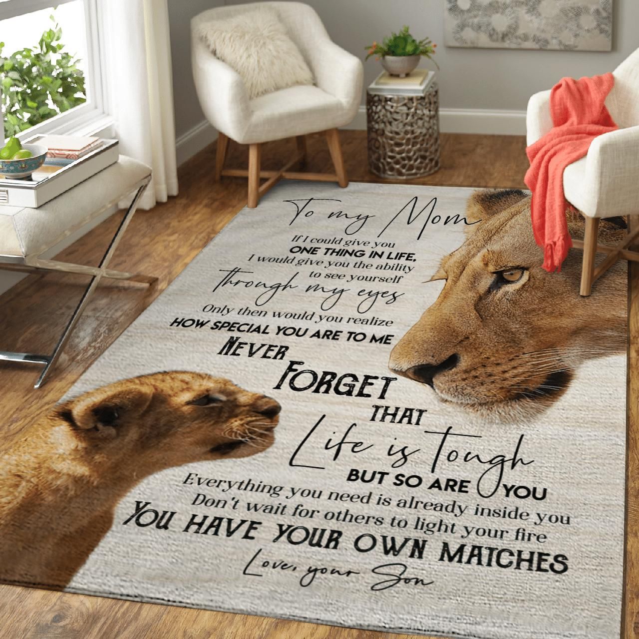 Lion To My Mom From Son You Have Your Own Matches Area Rug