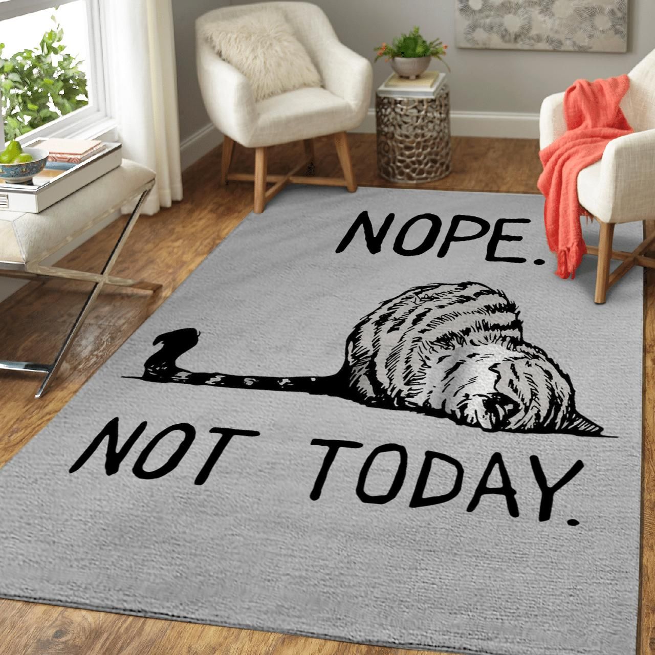 Lazy Cat Nope Not Today Area Rug