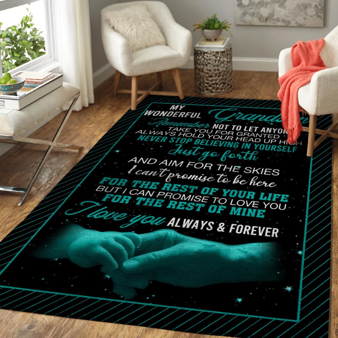 I Love You Always And Forever Gift For Grandson Area Rug