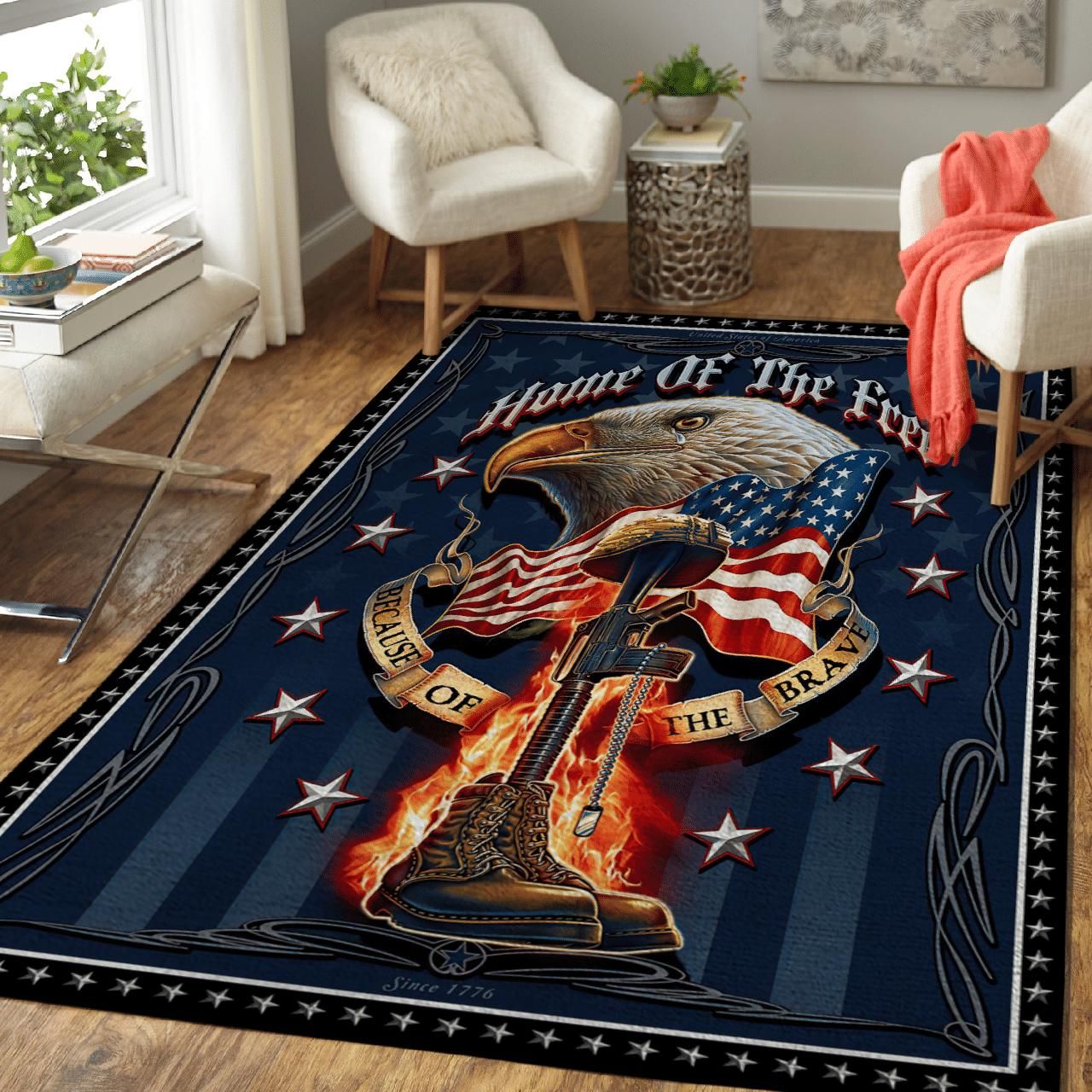 Home Of The Free Because Of The Brave Memorial Day Area Rug PAN
