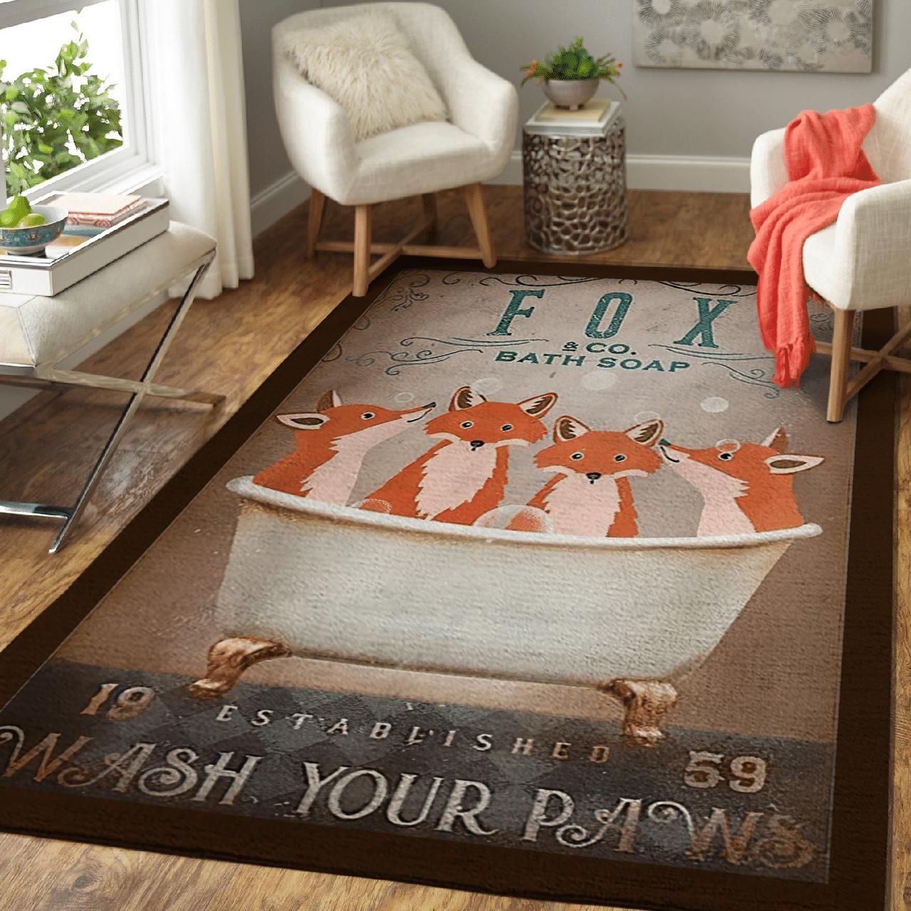 Fox Co Bath Soap Wash Your Paws Gift For Fox Lovers Framed Area Rug