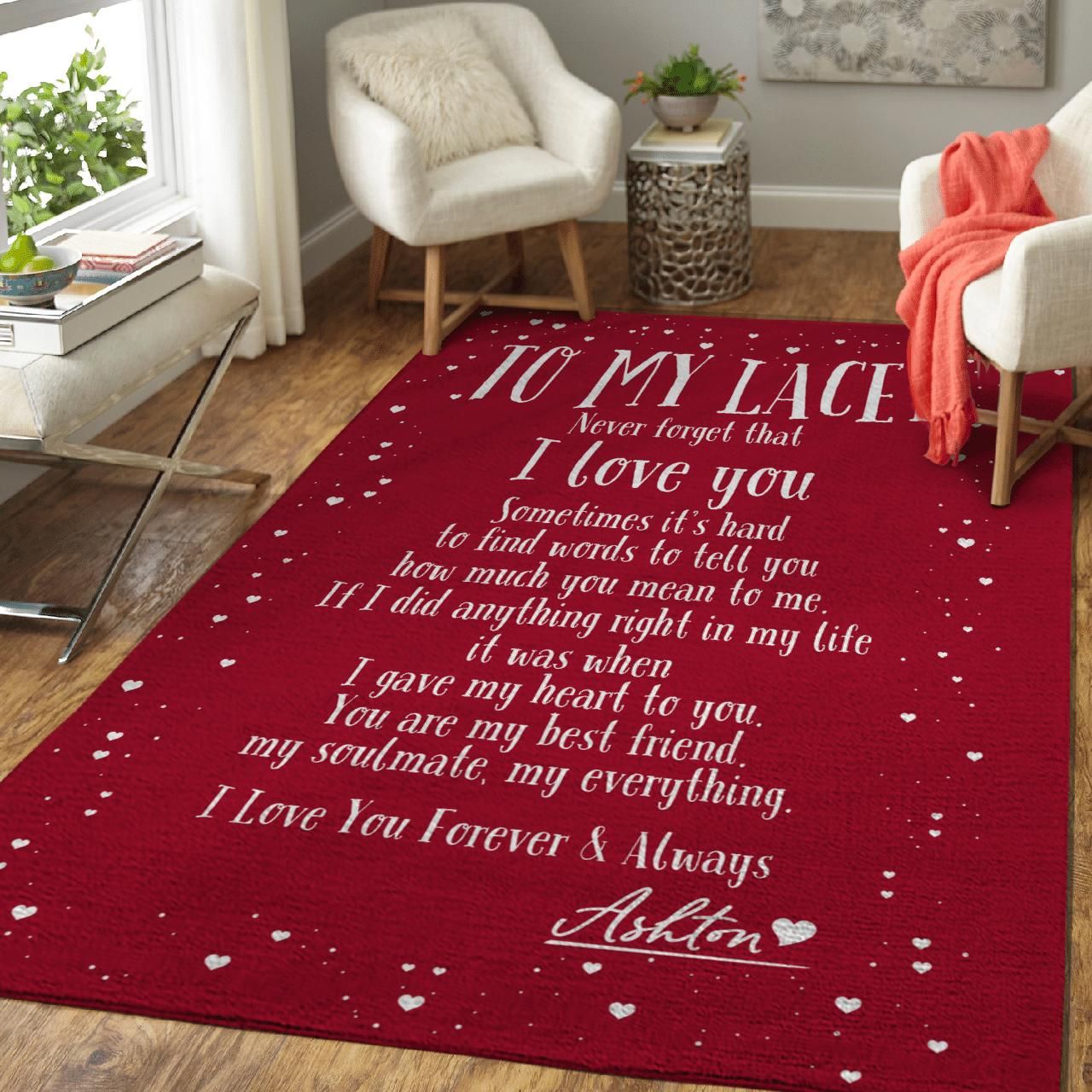 Hubby To My Fiancee Never Forget That I Love You Custom Text Name Area Rug