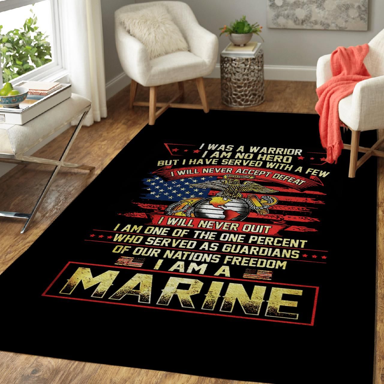 I Am A Marine I Was A Warrior 3D Area Rug