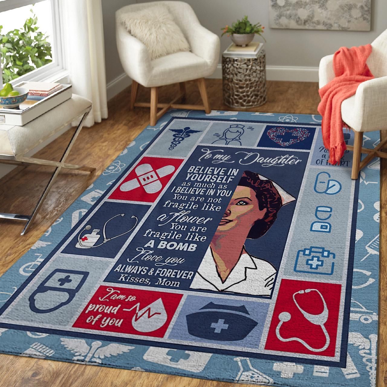 Gift From Mom To Daughter Nurse Life Is The Best Life Area Rug