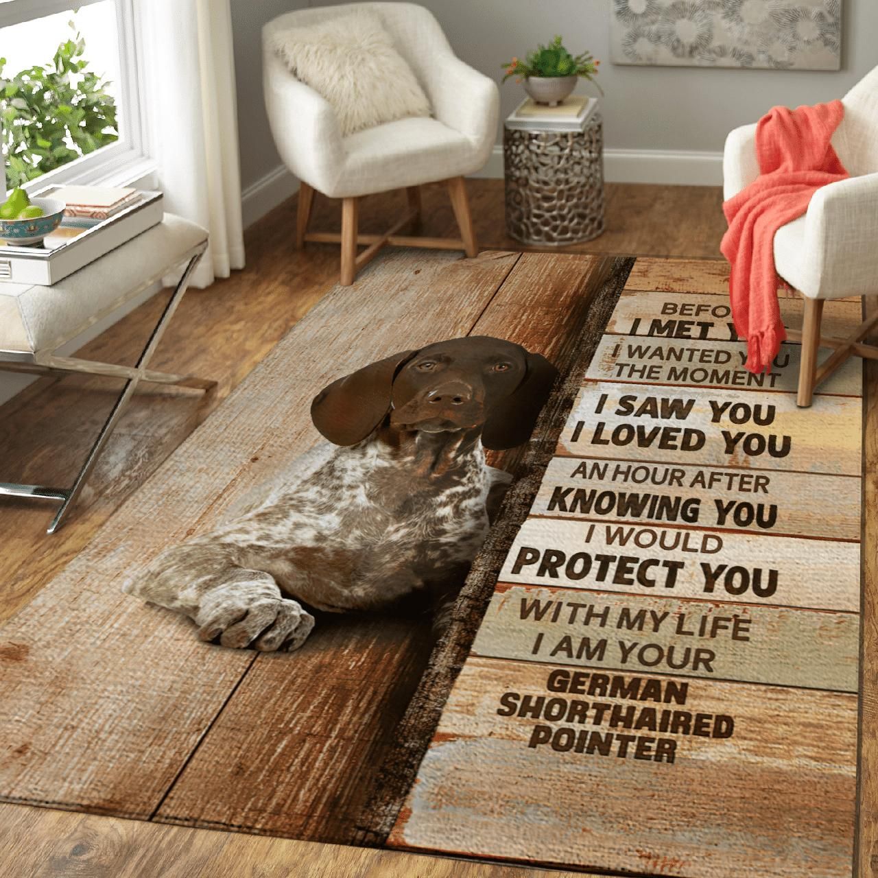 German Shorthaired Pointer I Would Protect You With My Life Framed Area Rug