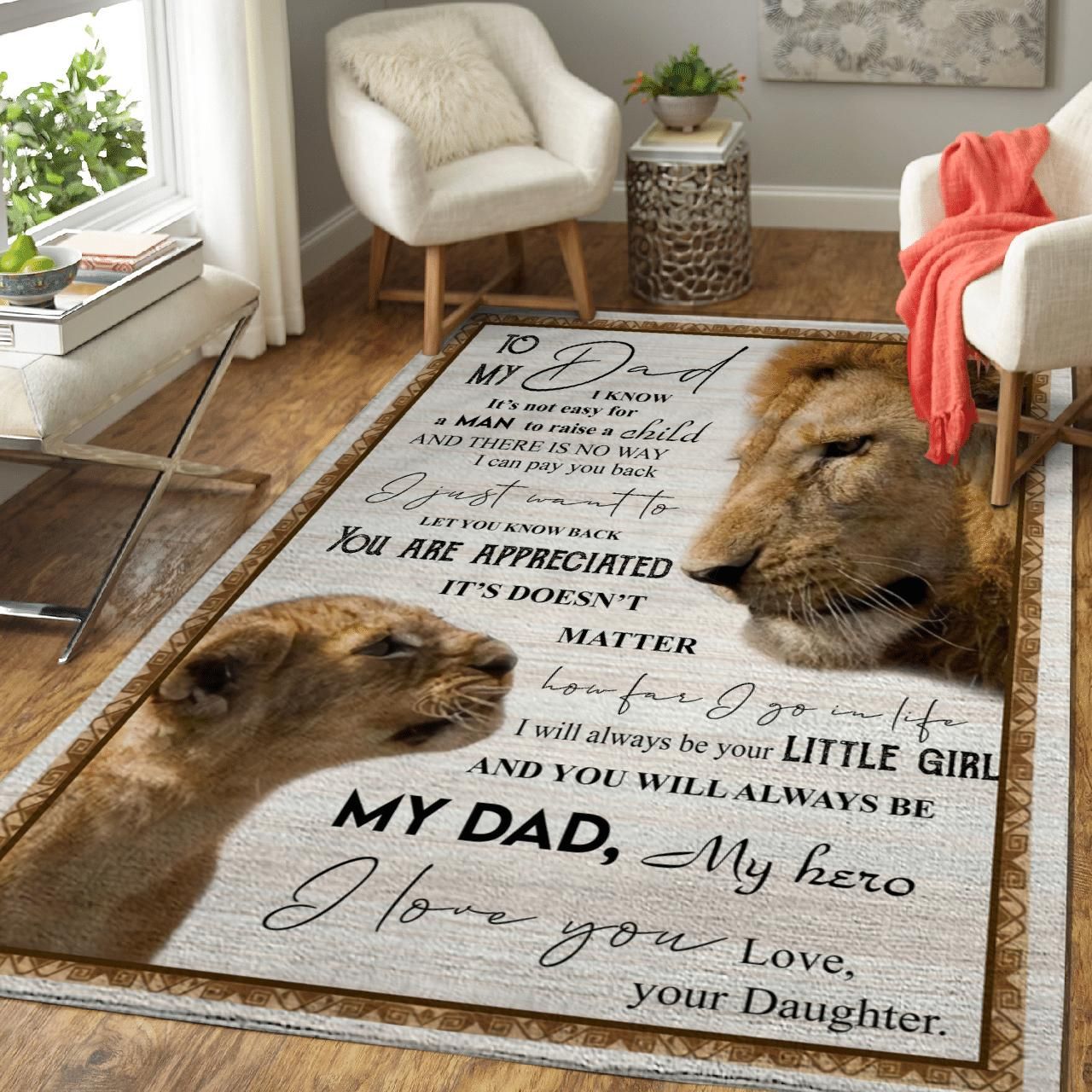Gifts For Dad  From Dagughter Lion To My Dad My Hero Area Rug