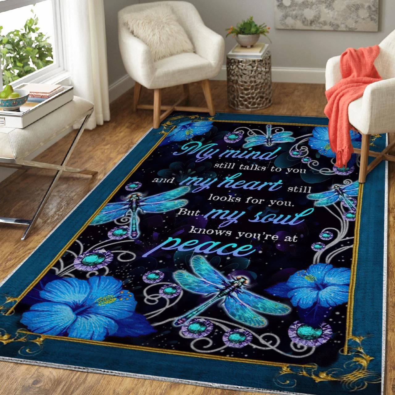Fleece Giving Dragonfly Lovers My Mind Still Talks To You Area Rug