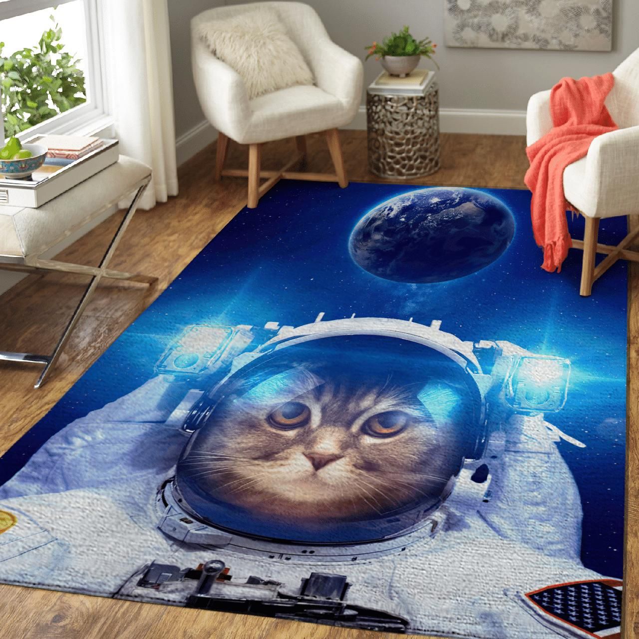 Funny Astronaut Cat Inpace 3D Printed Area Rug