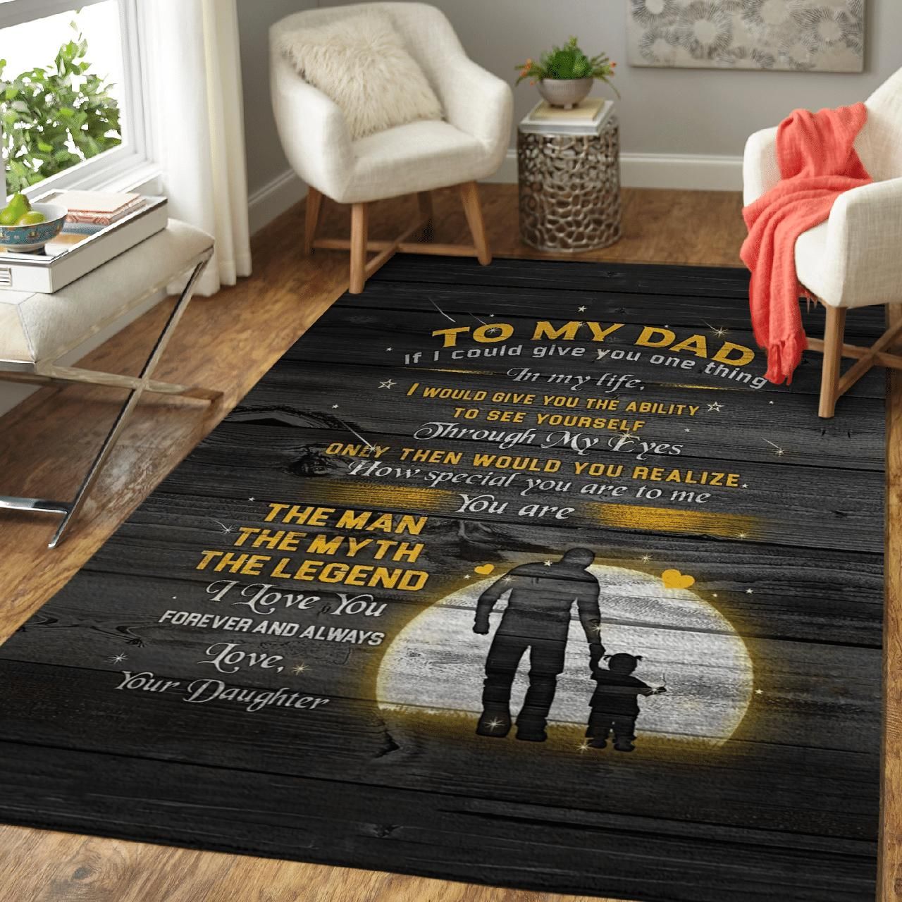 Gifts For Dad From Daughter  To My Dad Walking Under Moon Area Rug