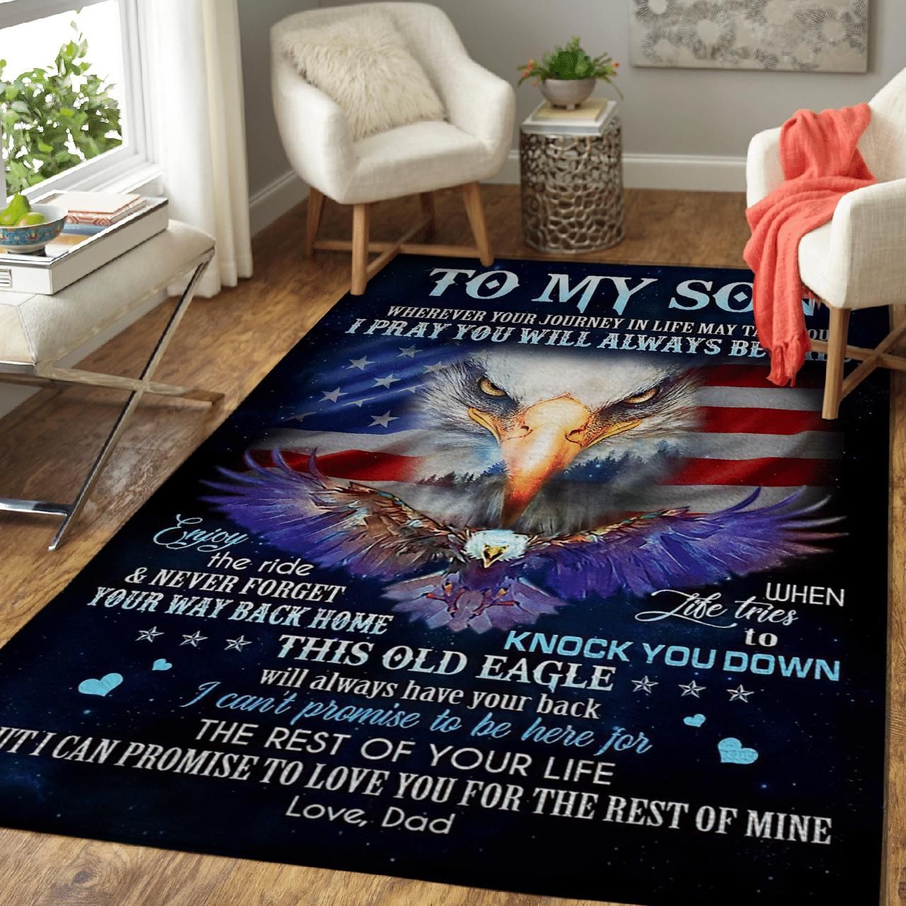 Birthday Gifts For Son From Dad Eagle America Flag Enjoy The Ride Fleece Area Rug