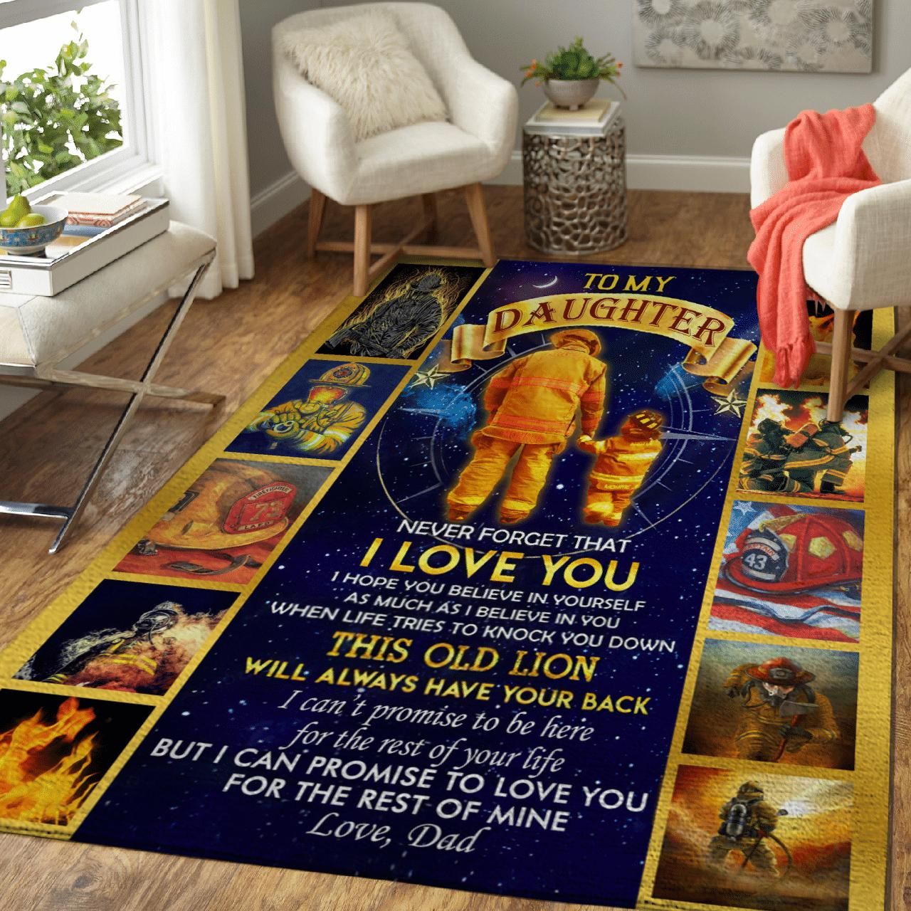 Birthday Gifts For Daughter From Firefighter Dad I Will Always Have Your Back Area Rug