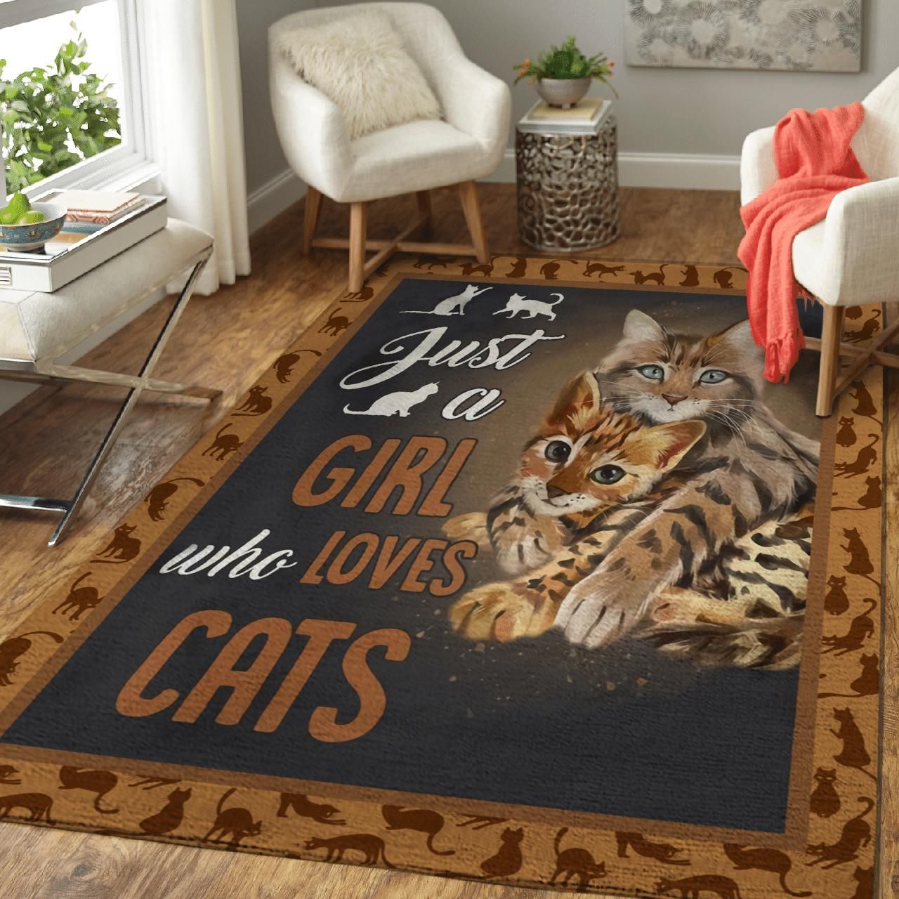 Cat Lover Gift Just A Girl Who Love Cats Area Rug
