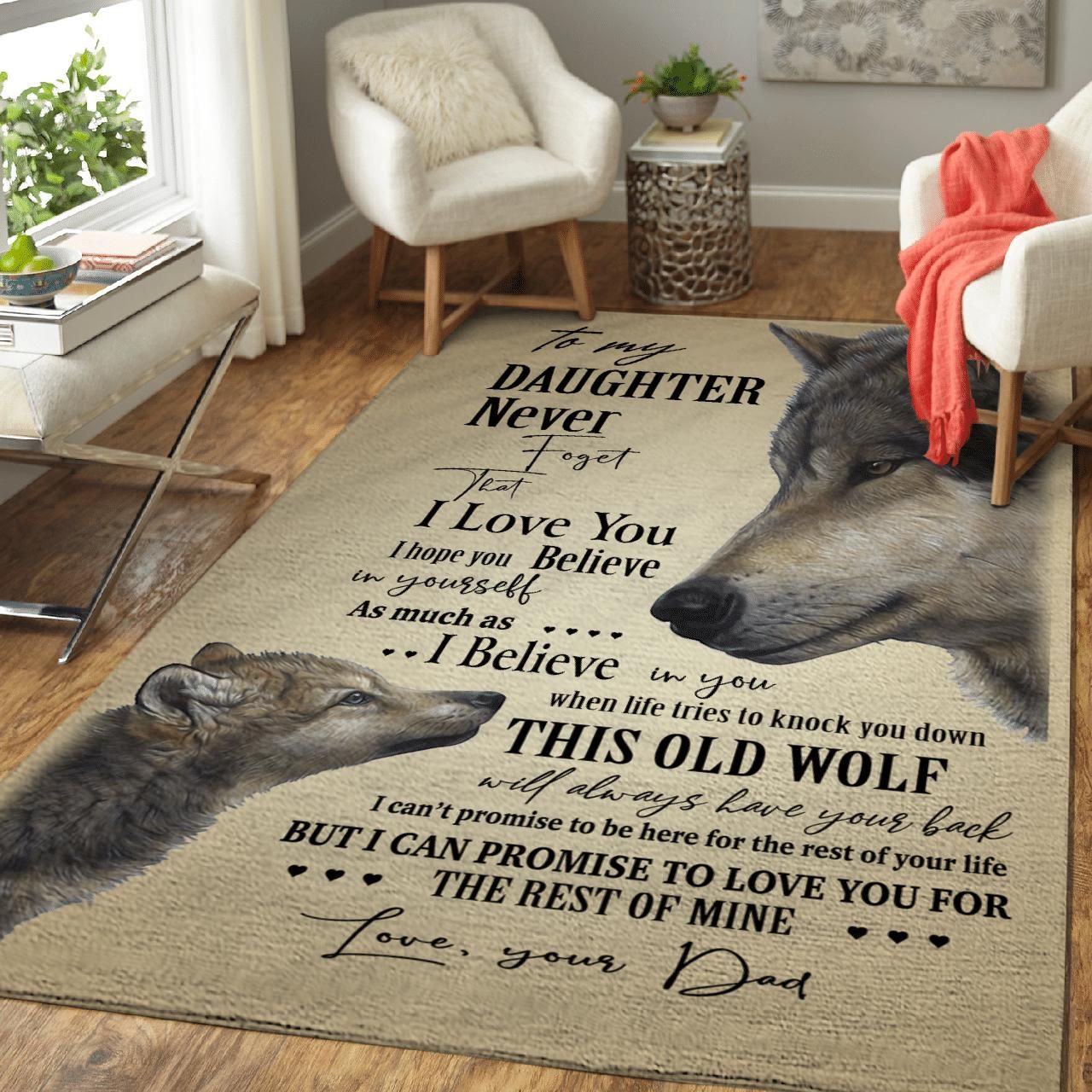 Wolf To My Daughter I Believe In You Area Rug