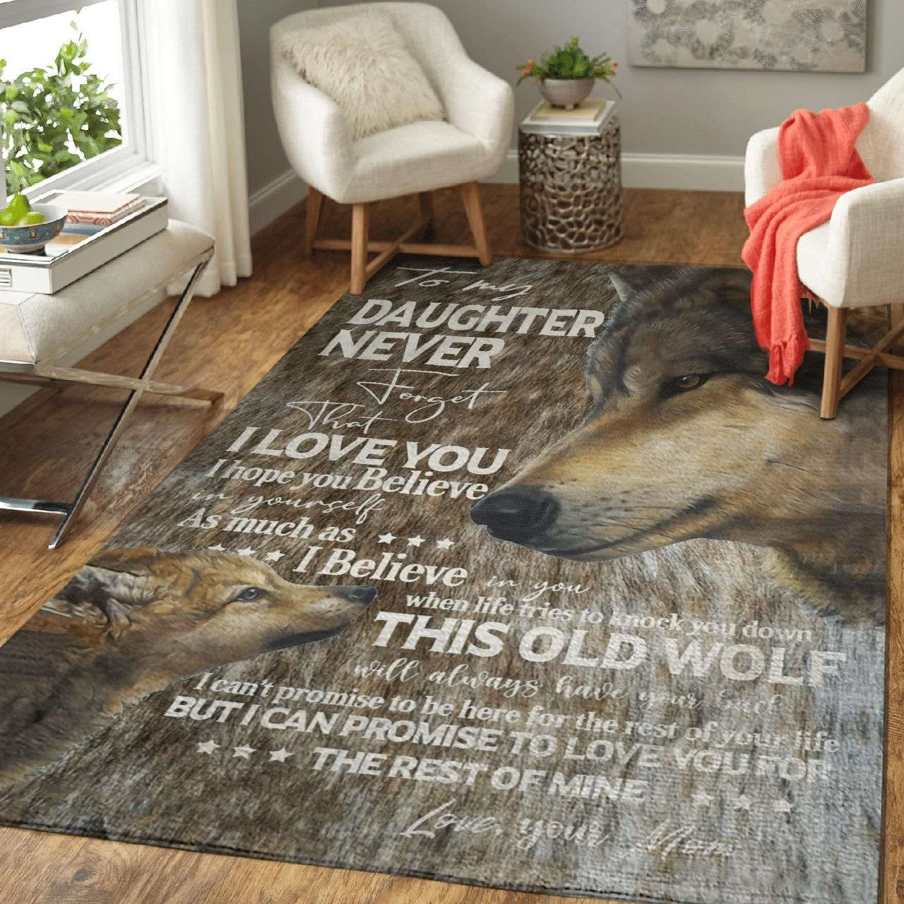 Wolf To My Daughter Believe In Yourself Area Rug