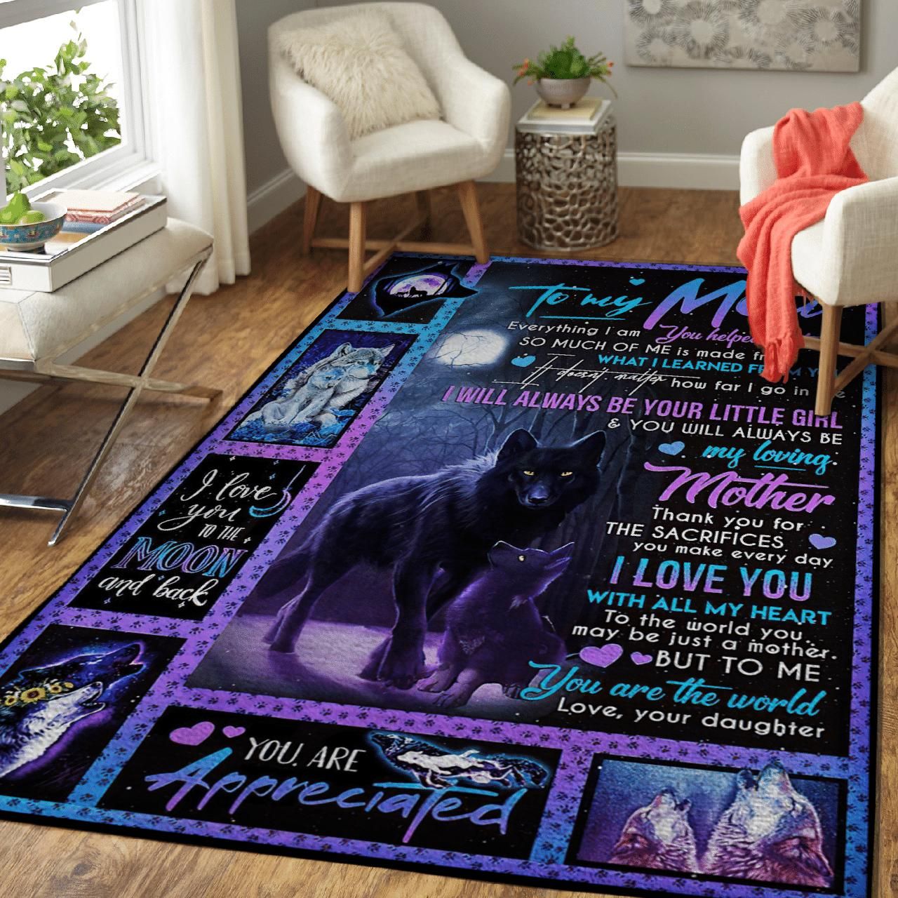 Wolf Gift For Mom From Daughter You Are Appreciated Area Rug