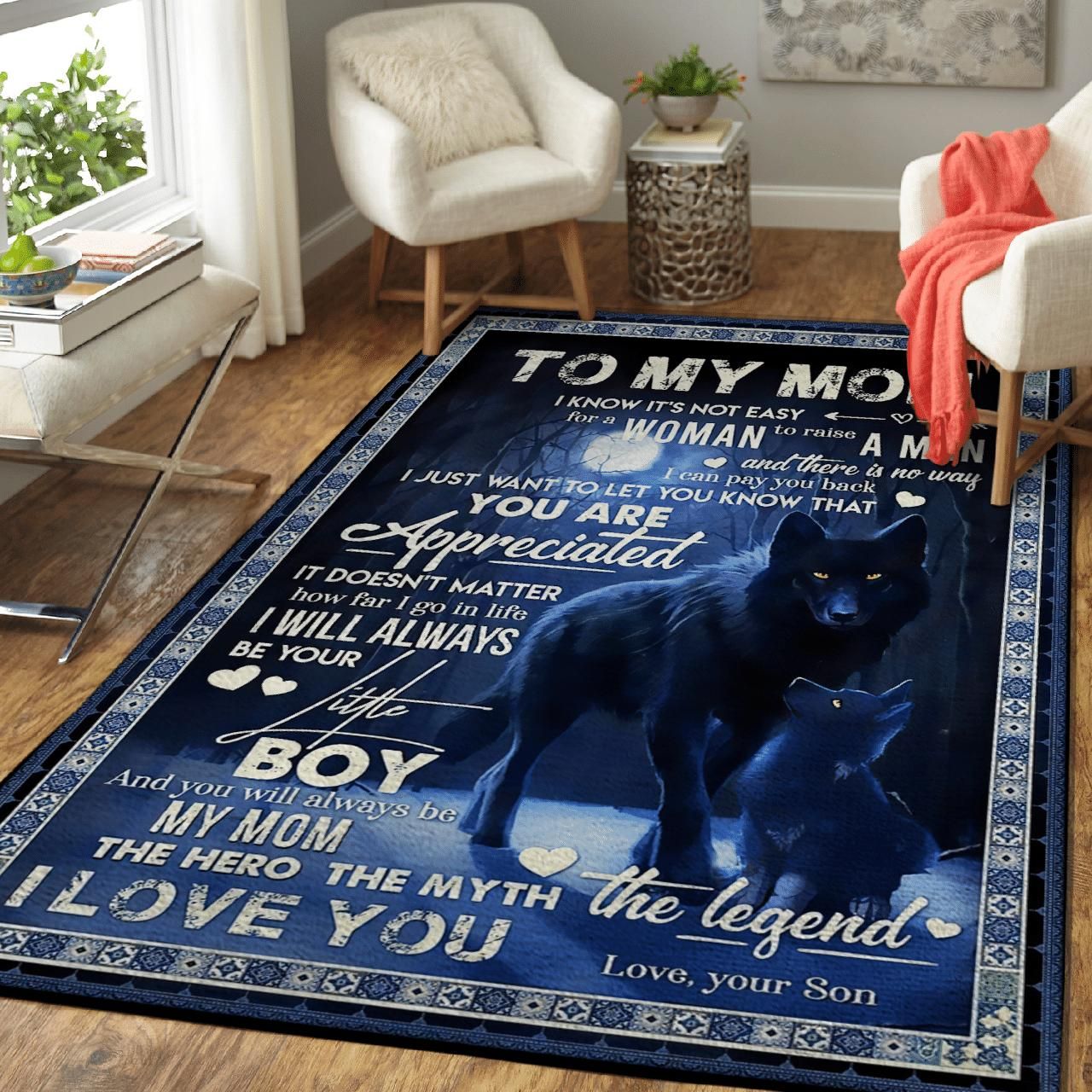 Wolf Gift From Son To My Mom I Love You Area Rug