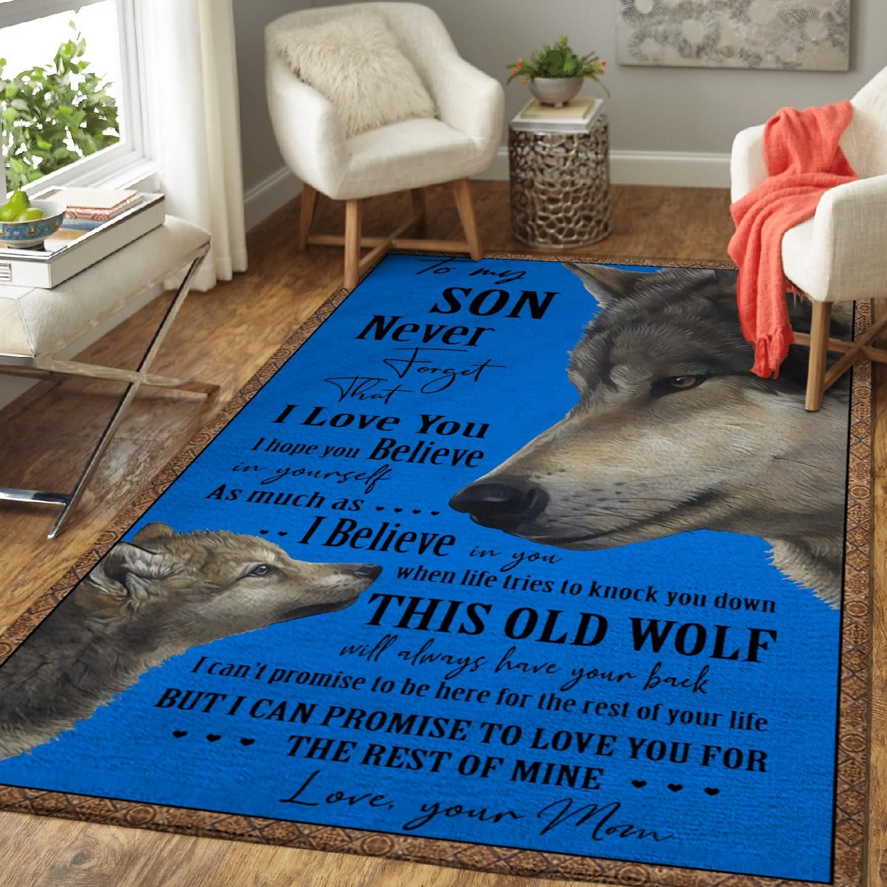 Wolf Gift From Mom To Son Never Forget That I Love You Royal Area Rug