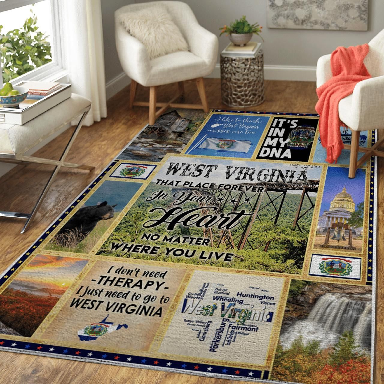 West Virginia That Place Forever In Your Heart Gift For Friends Area Rug