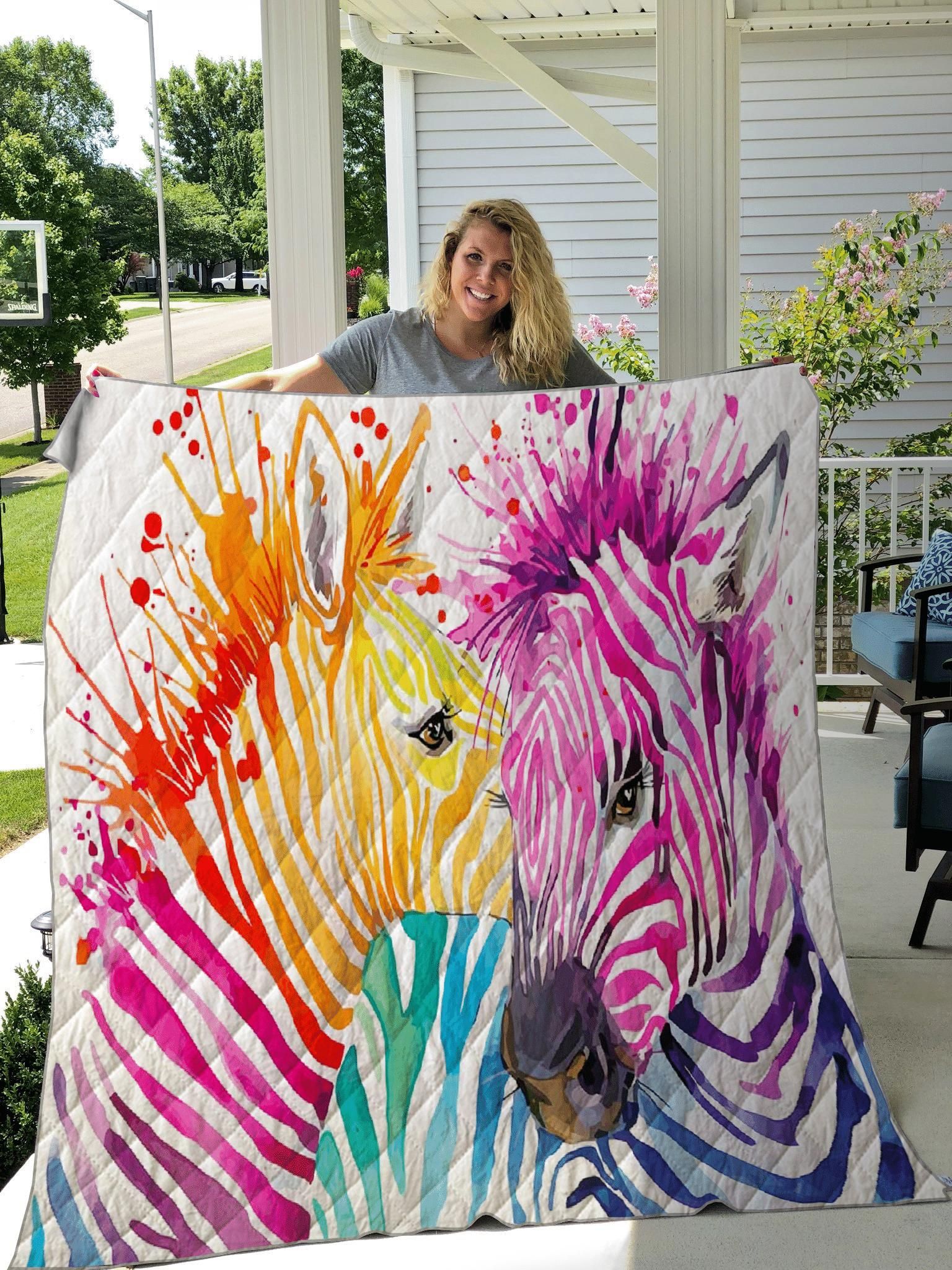 Rainbow Zebra Printed Quilt PAN