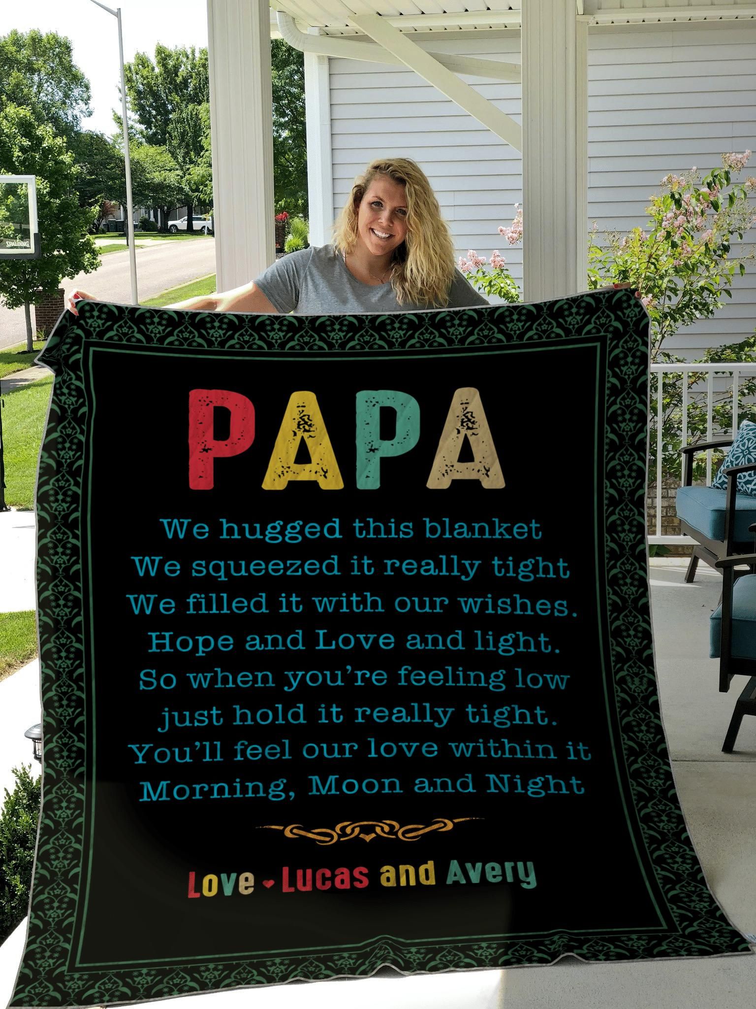 Gifts For Dad  Papa We Hugged This Custom Text Name Quilt