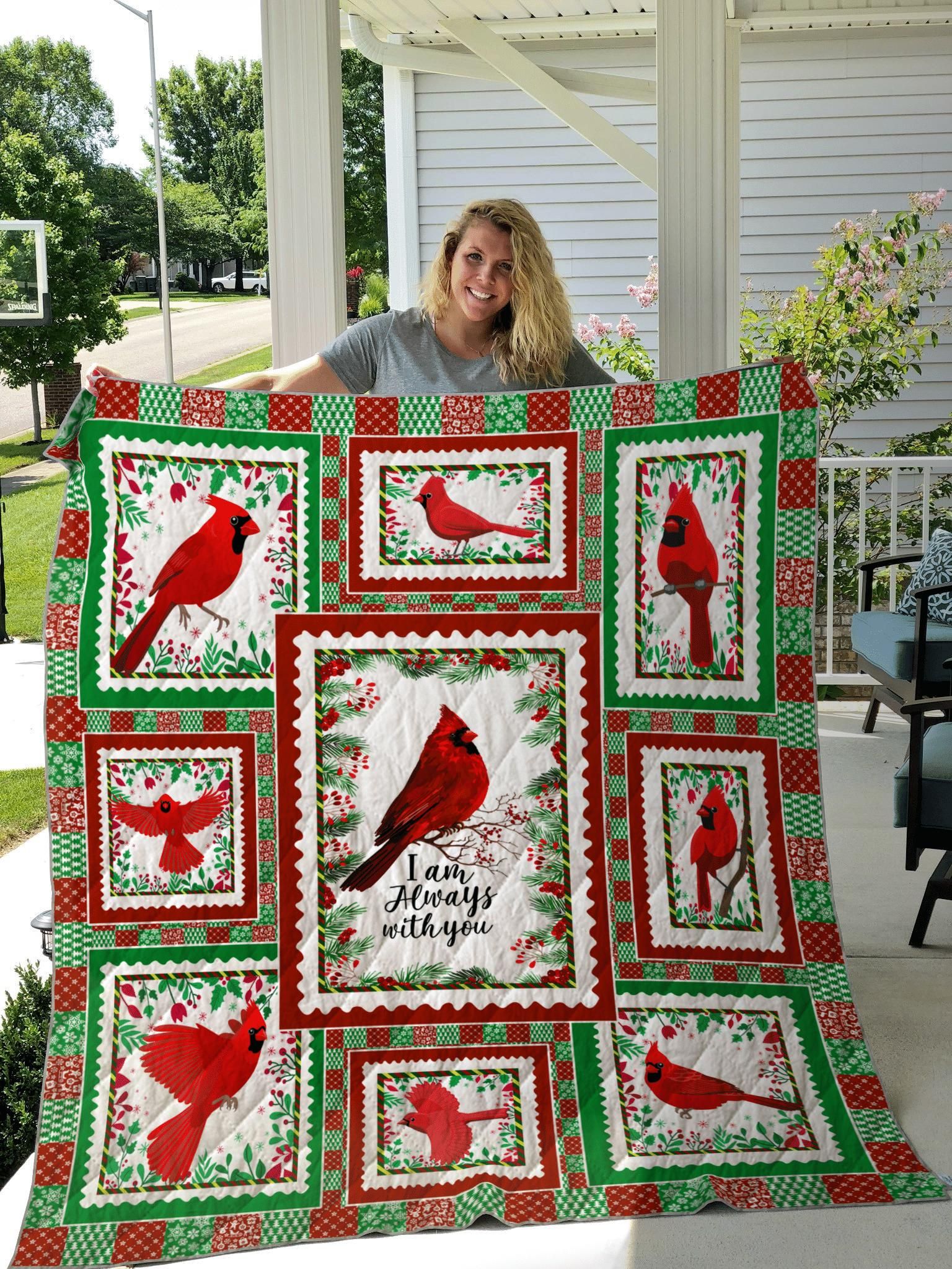 Red Cardinal I Am Always With You 3D Grapic Design Quilt