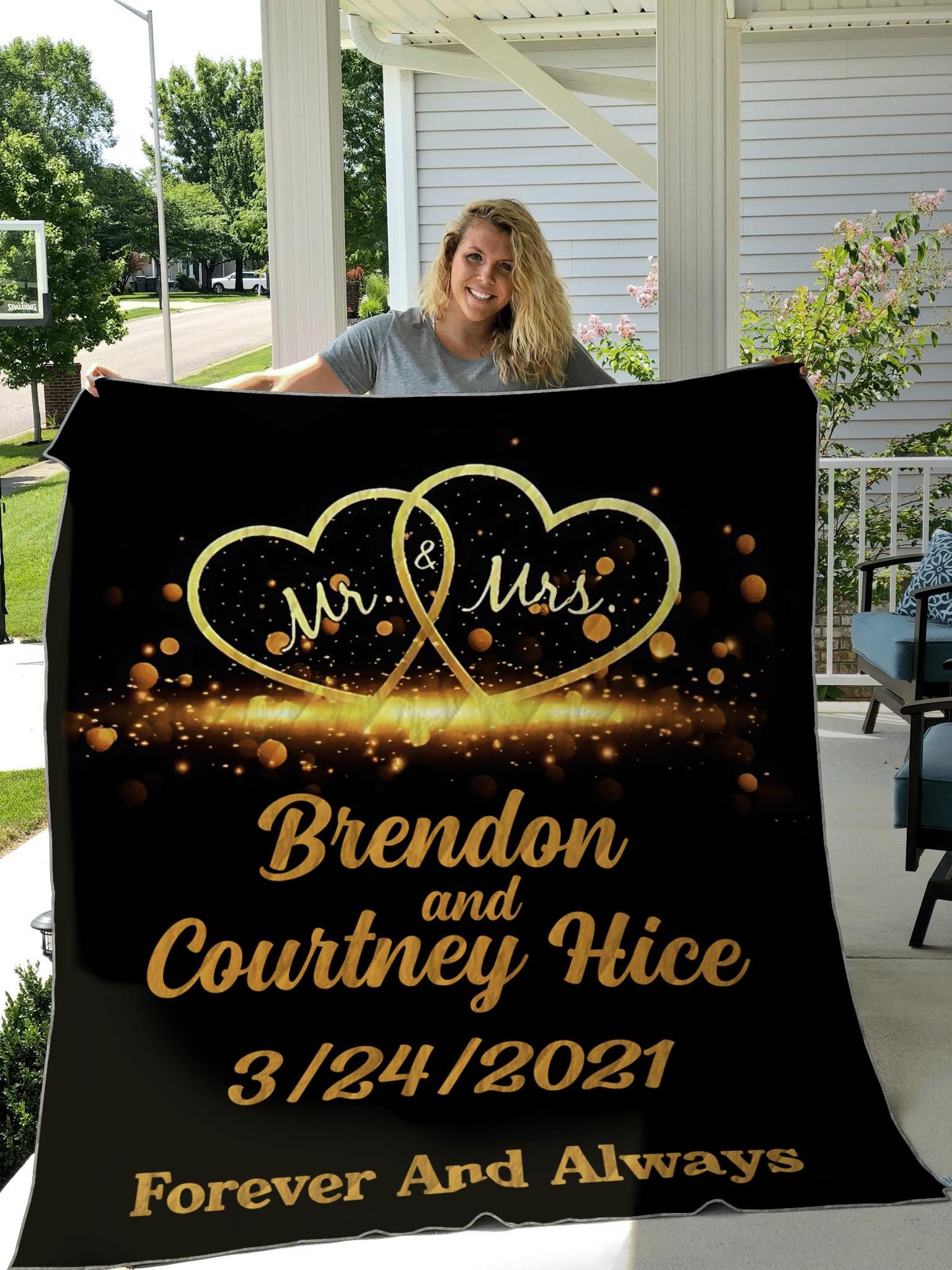 Mr And Mrs Anderson Forever And Always Custom Text Name And Year Brendon And Courtney Hice; 3242021 Quilt