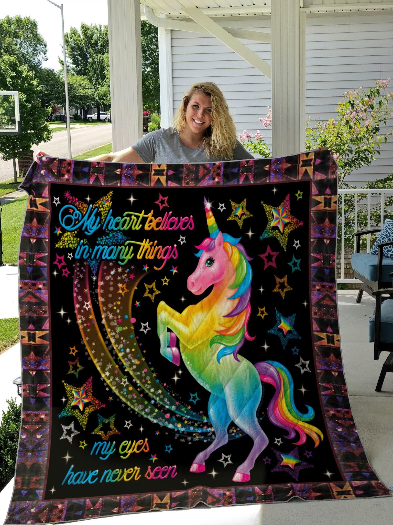 My Heart Believe In Many Things Unicorn Gift For Women Quilt
