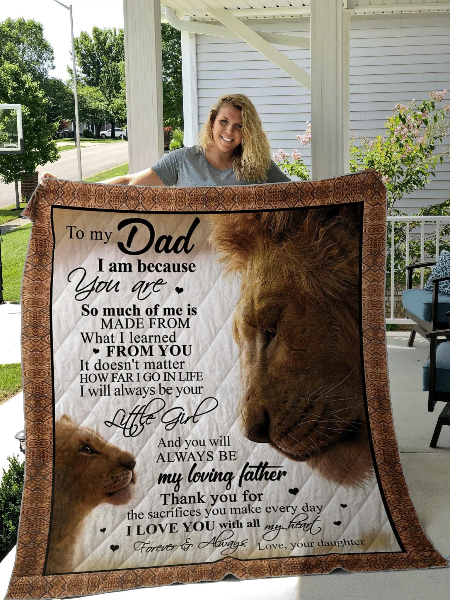 Gifts For Dad  Lion To My Dad From Your Daughter Quilt