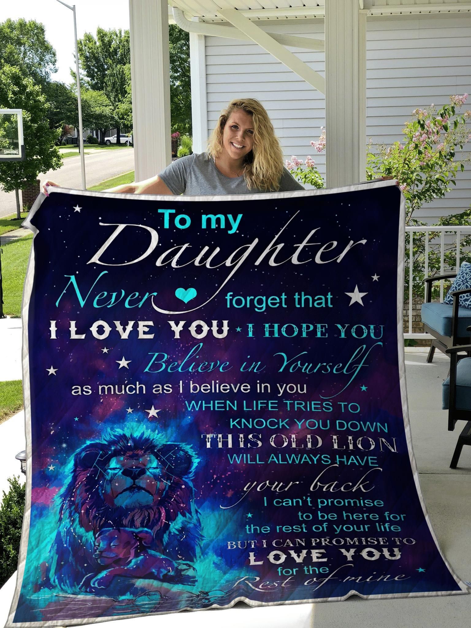 Gifts For Daughter To My Daughter Purple Sky Lion Quilt