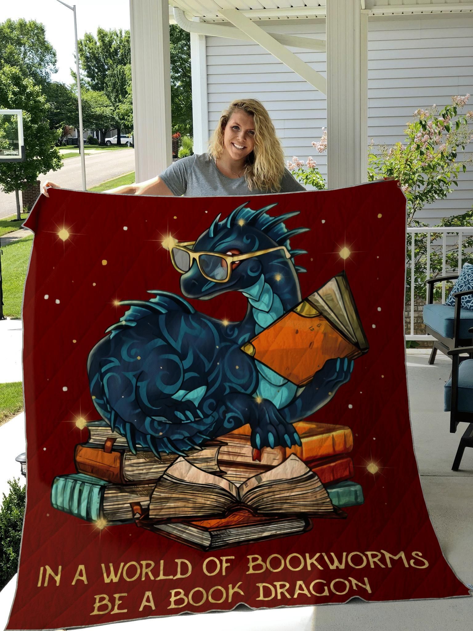 In A World Of Bookworms Be A Book Dragon Quilt PAN