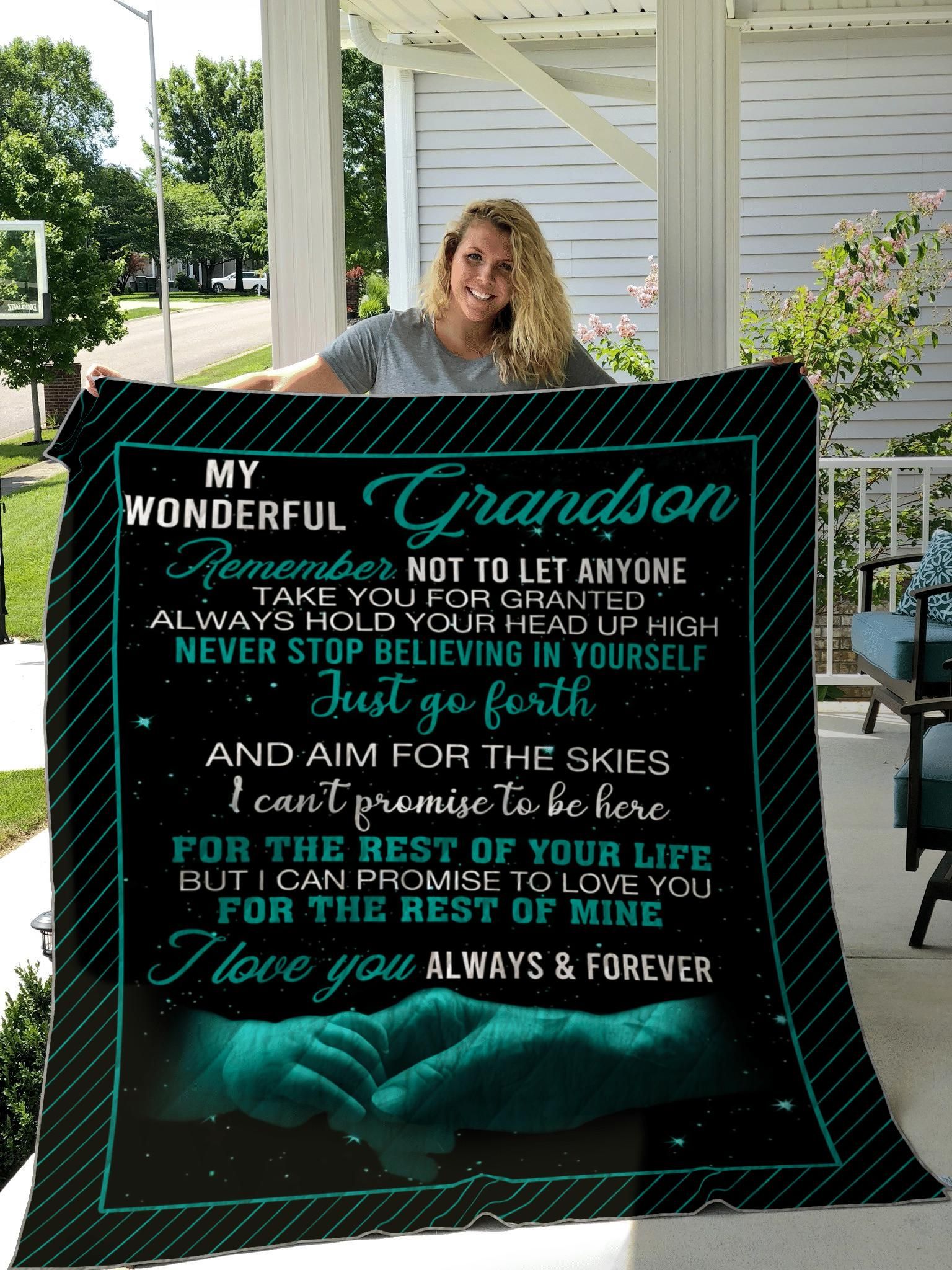 I Love You Always And Forever Gift For Grandson Quilt